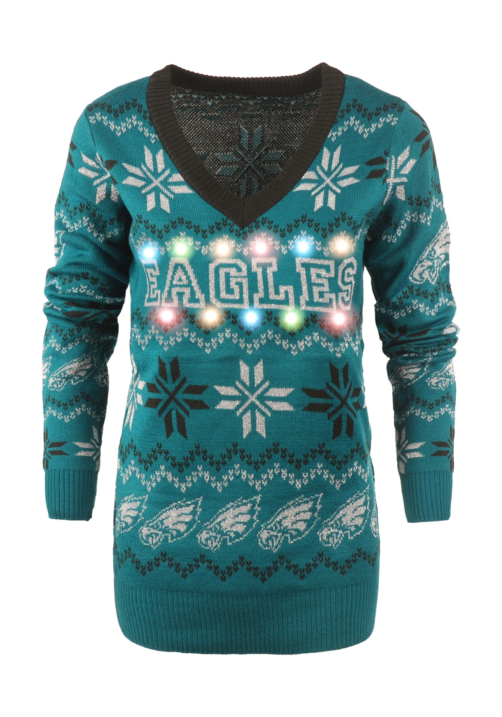 Philadelphia Eagles Women's NFL Big Logo Ugly V-Neck Sweater