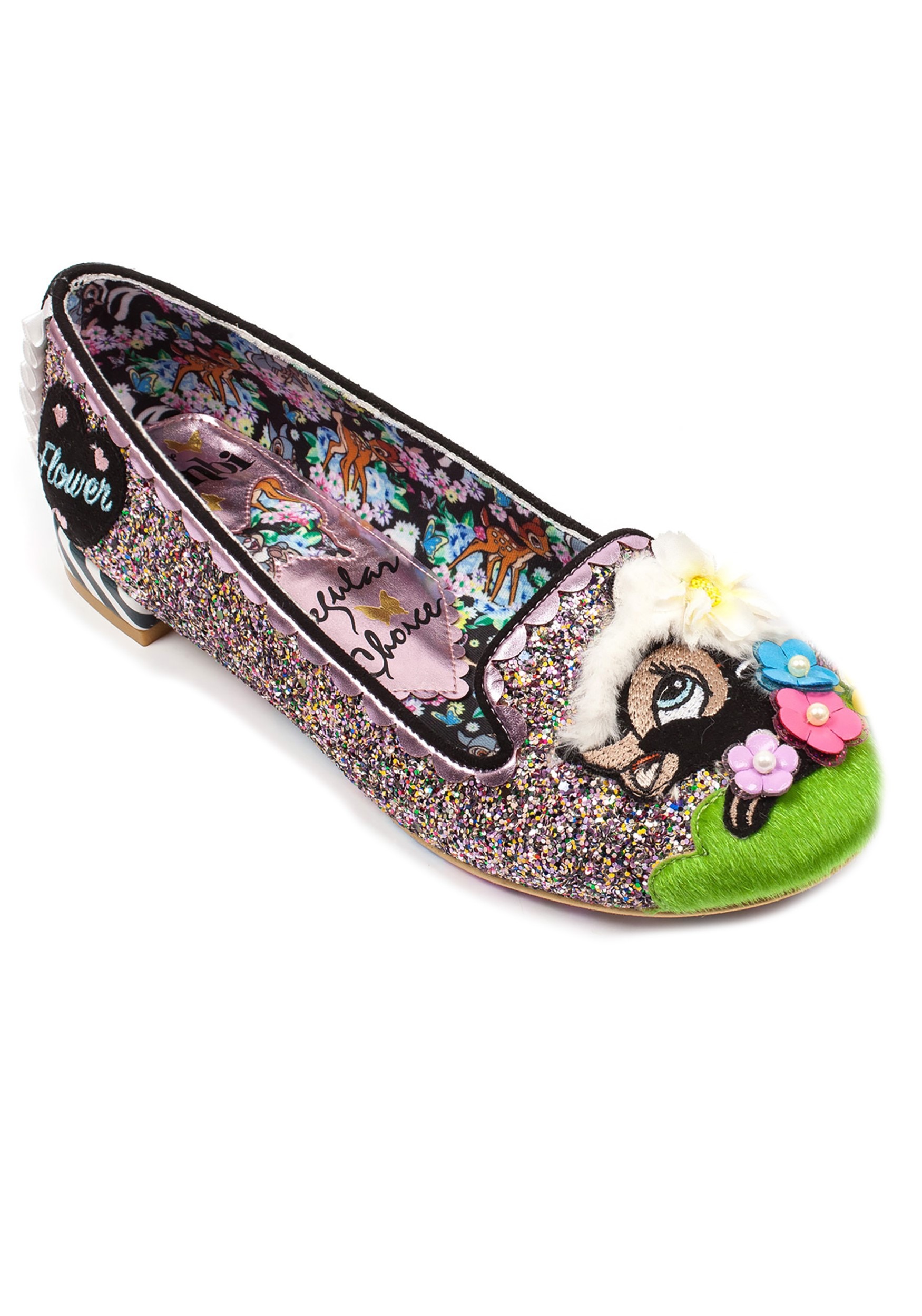 Disney Irregular Choice Bambi Flower Glitter Flats