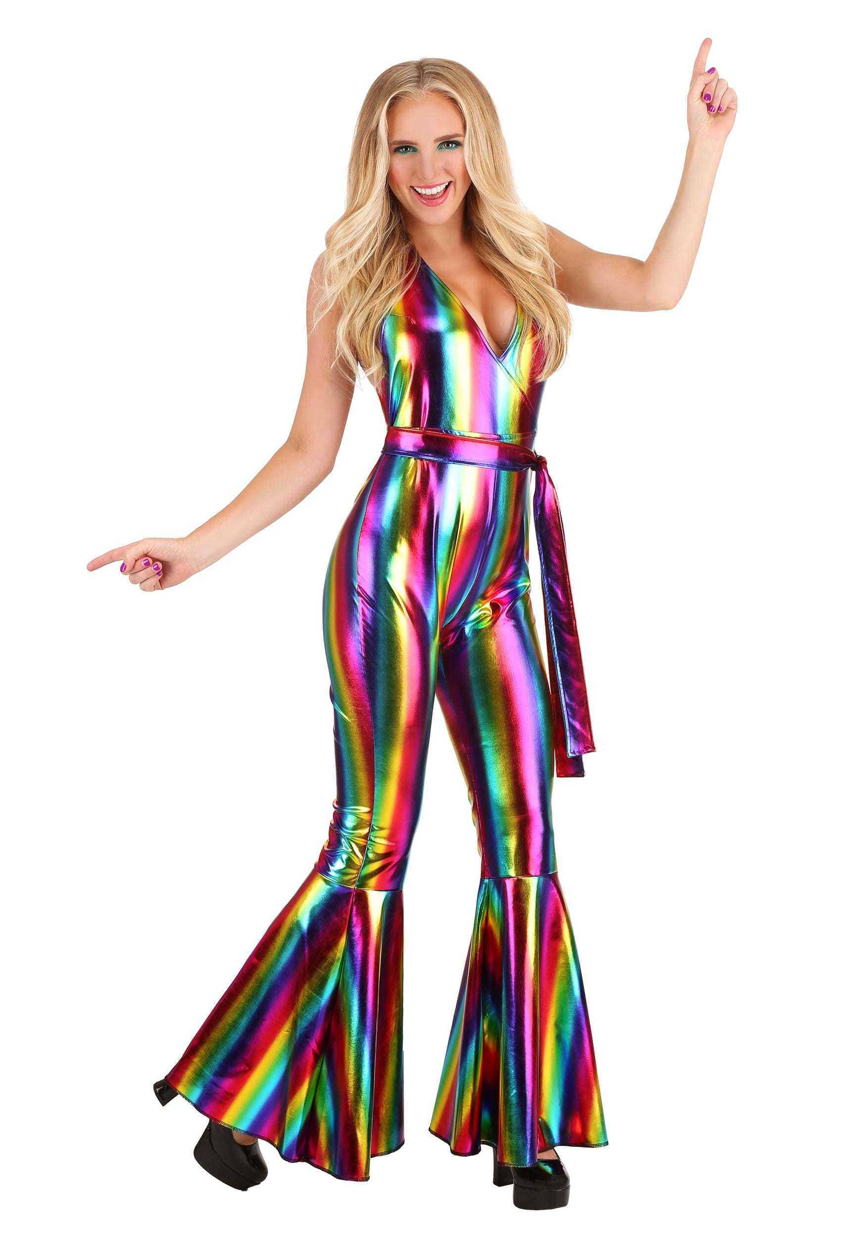 Rainbow Rave Disco Costume For Women