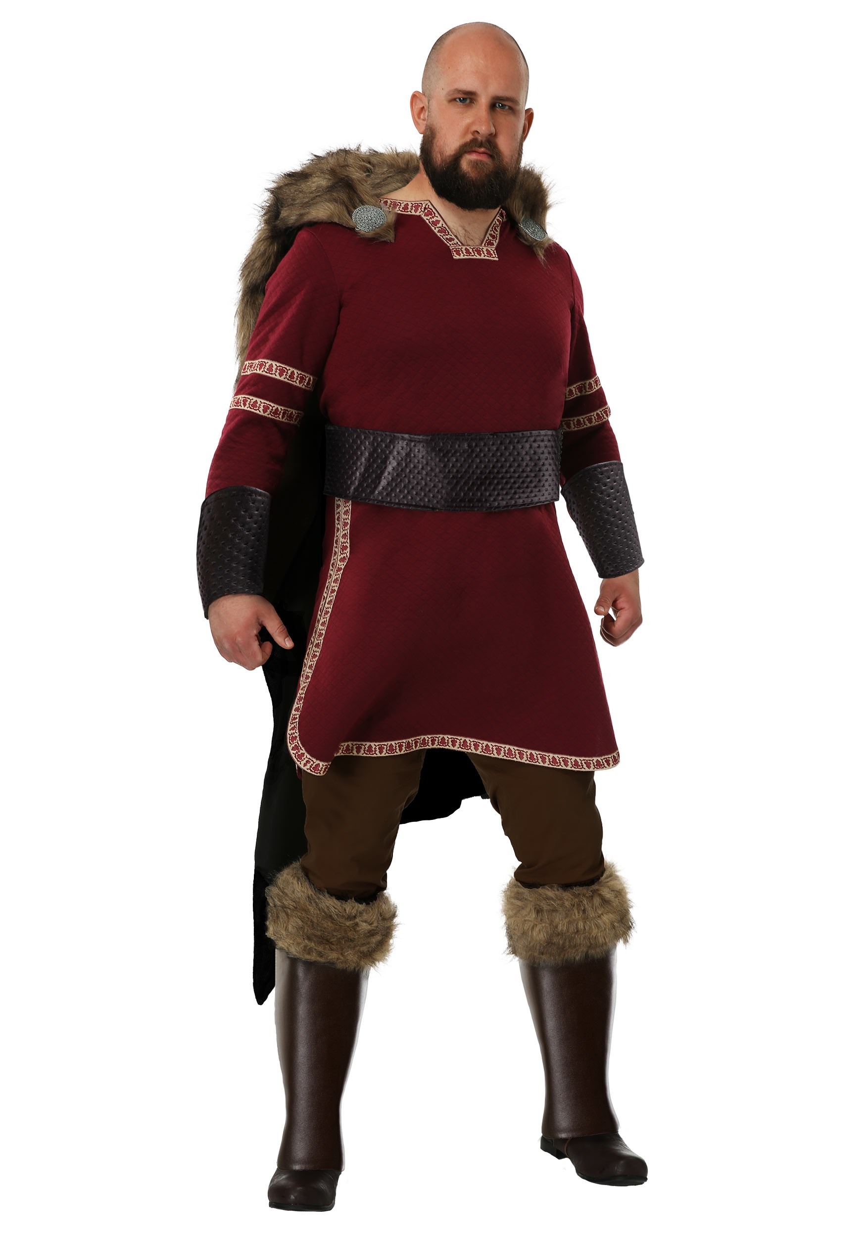 Plus Size Burgundy Viking Men's Costume