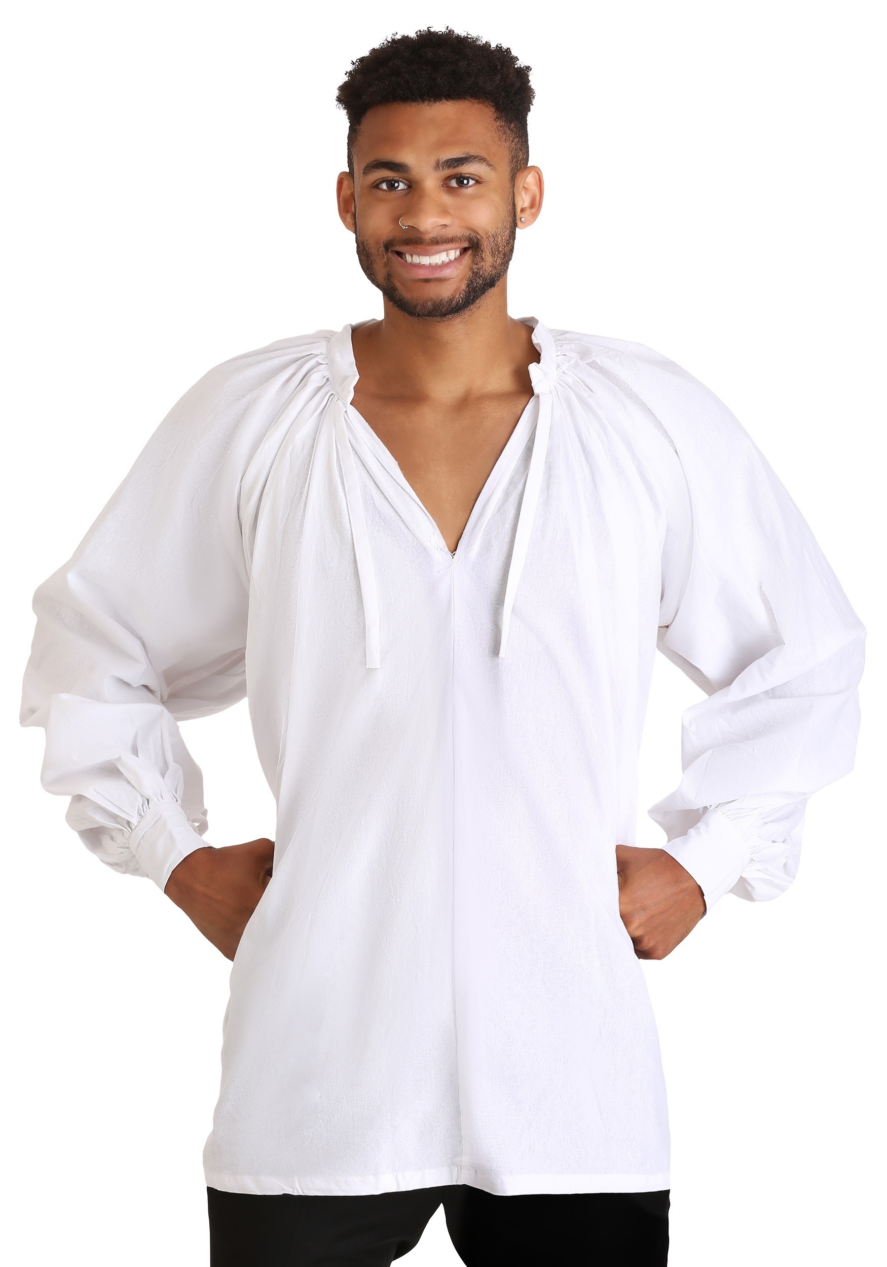 Men's Plus Size White Pirate Shirt