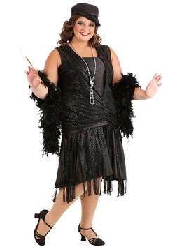 Women's Black Jazz Flapper Plus Size Costume