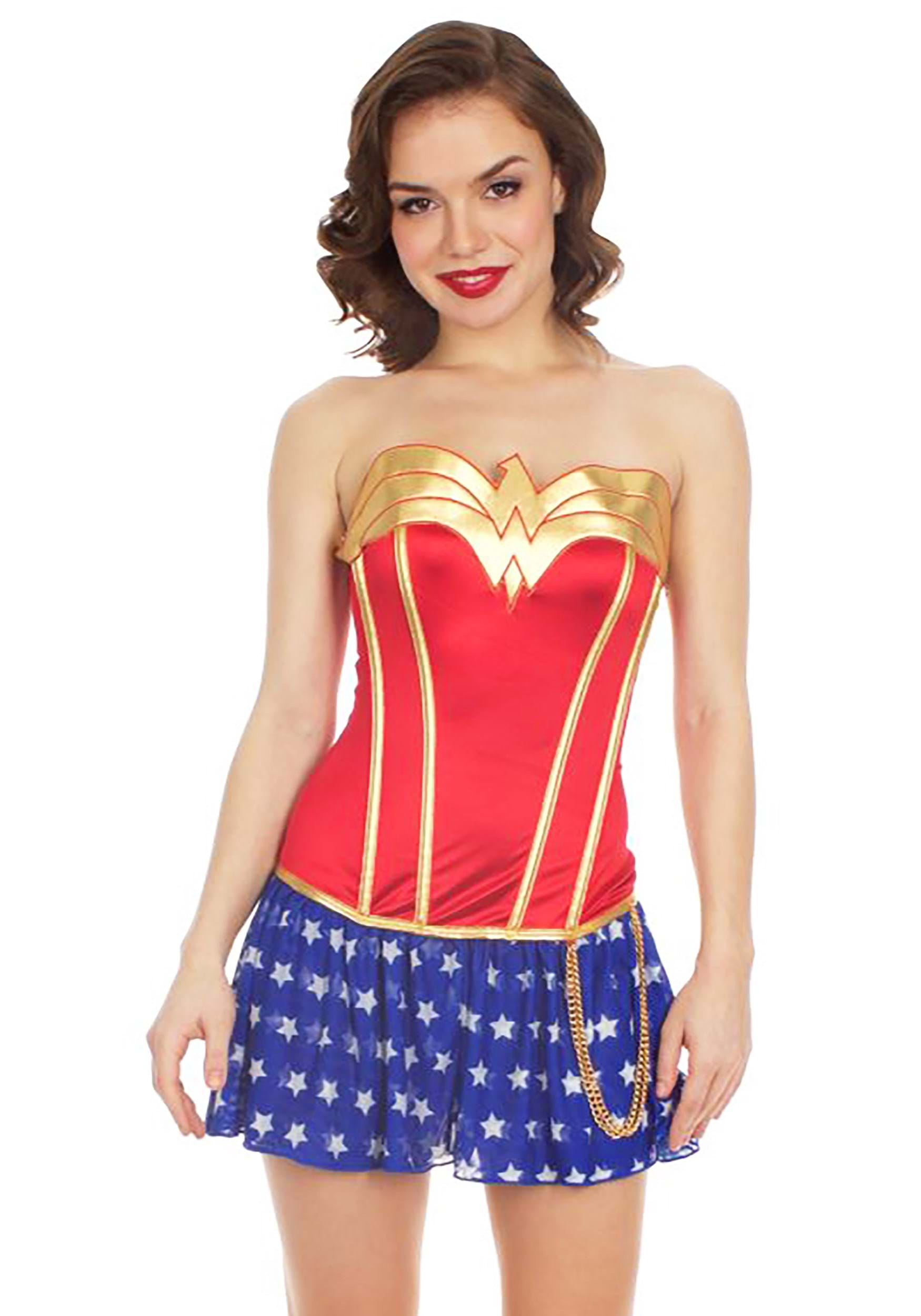 Foil Satin Wonder Woman Corset with Skirt