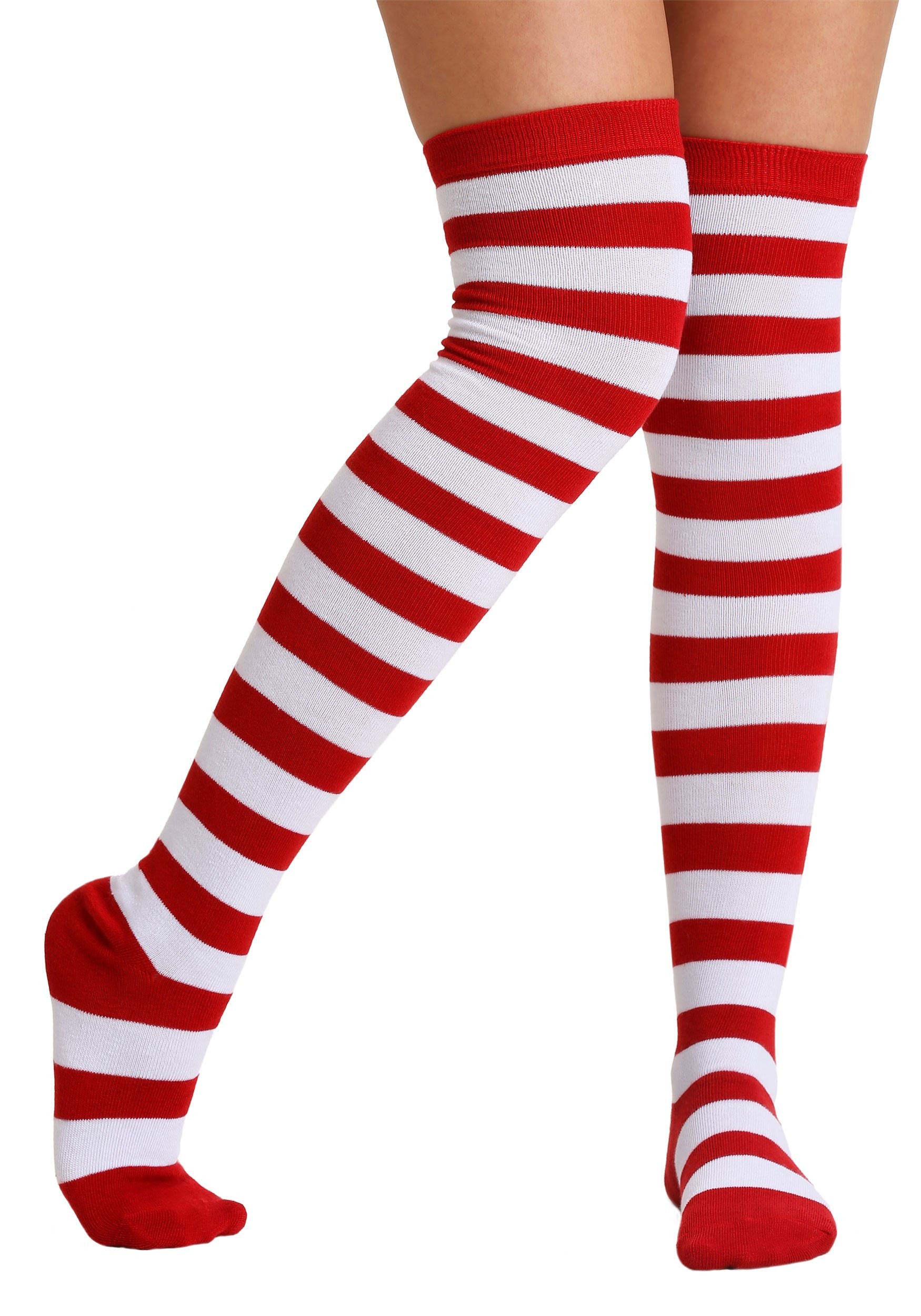 Red and White Striped Socks for Adults