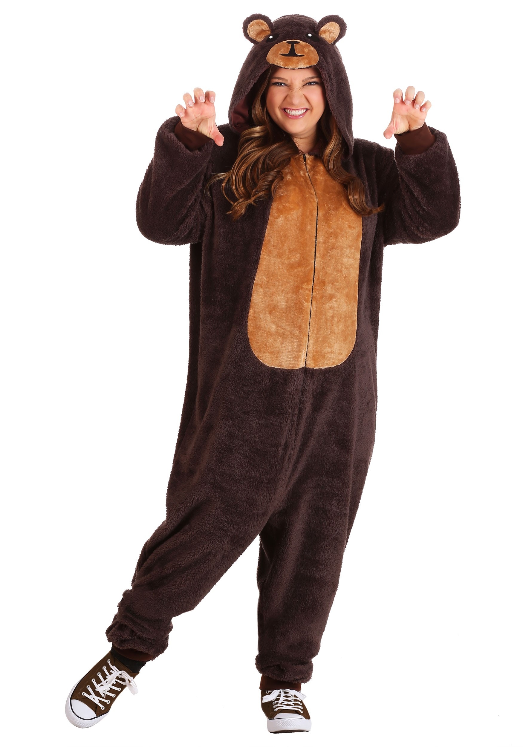 Plus Size Brown Bear Adult Onesie Costume , Plus Size Animal Costumes