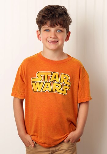 Star Wars Logo Boy's Orange Burnout T-Shirt