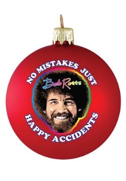 Bob Ross No Mistakes Glass Ball Christmas Ornament
