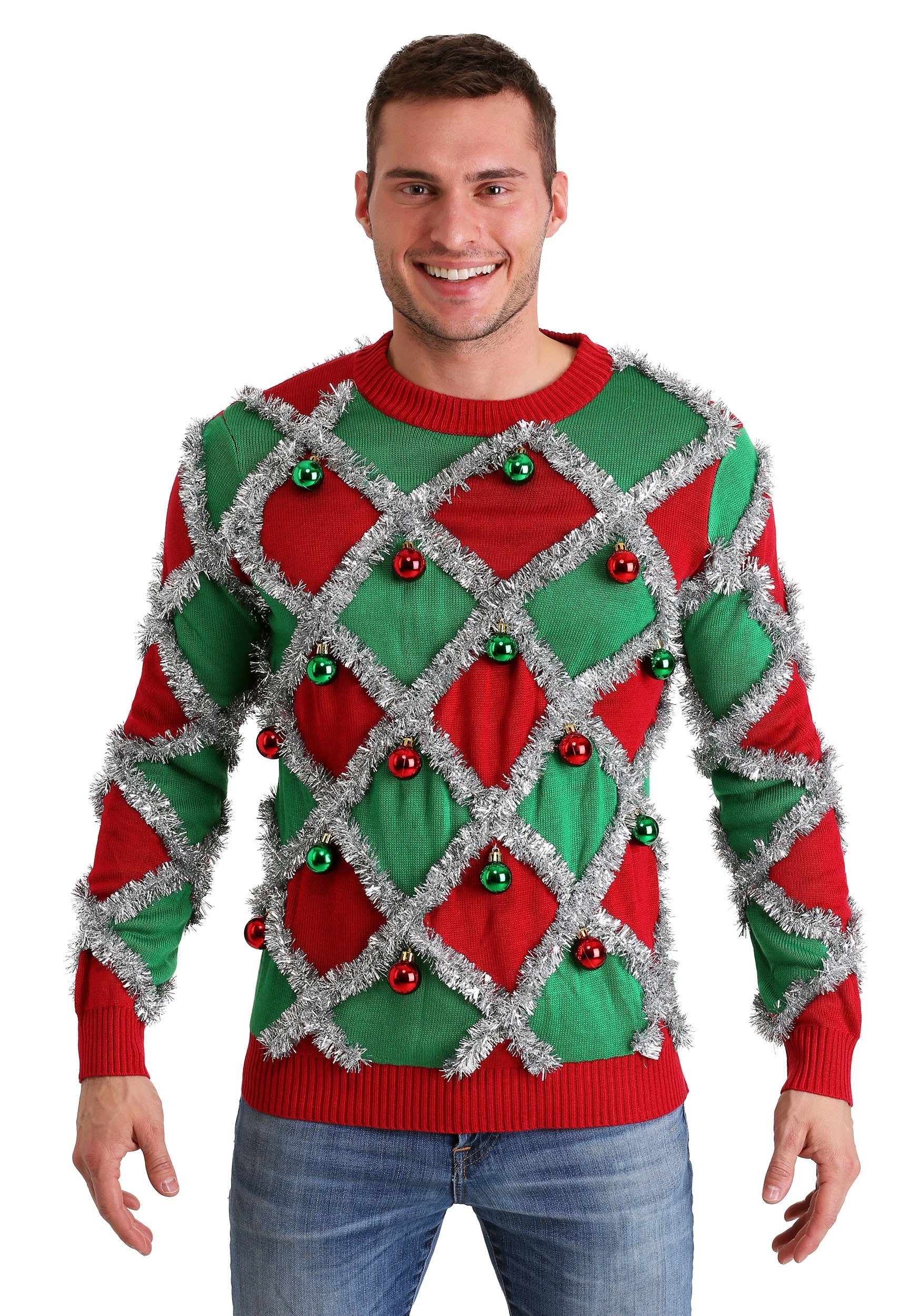 Tipsy Elves Diamond Tinsel Men's Ugly Christmas Sweater