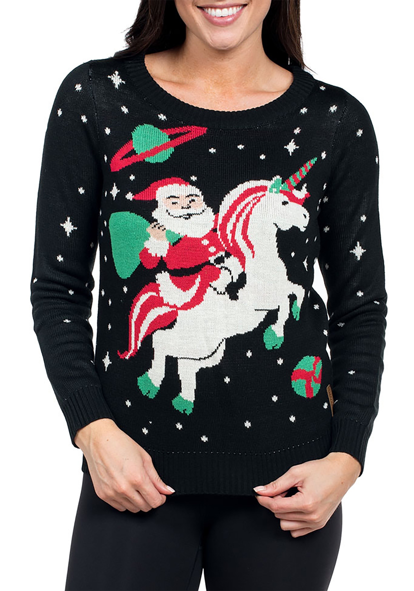 Tipsy Elves Womens Santa Riding Unicorn Ugly Christmas Sweater