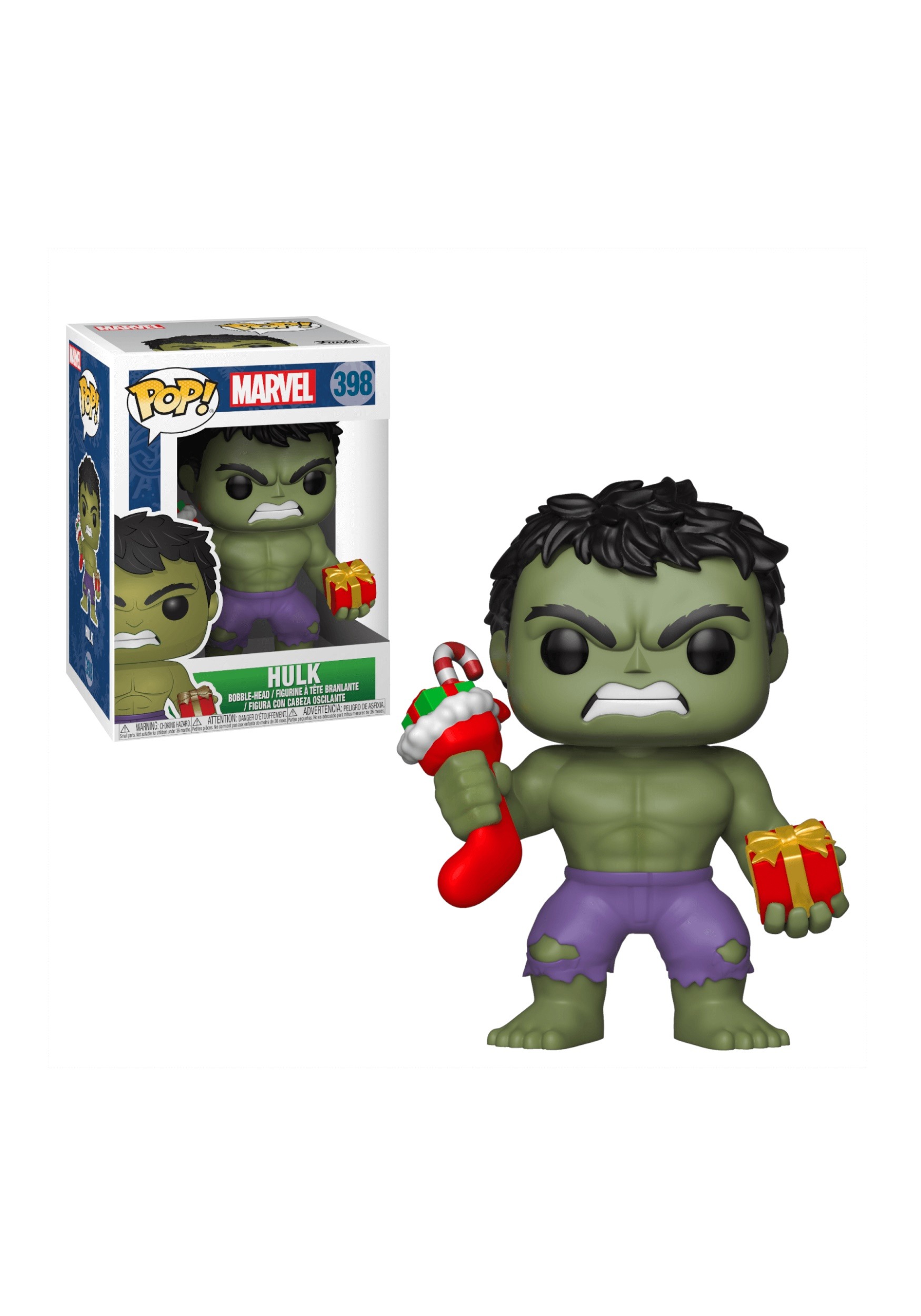 POP! Marvel: Holiday- Hulk w/ Stocking & Package Bobblehead Figure