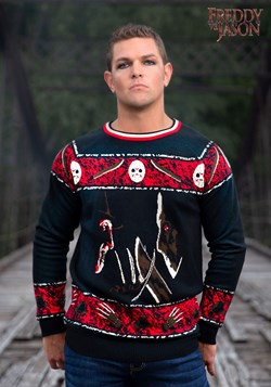 Adult Freddy vs Jason Ugly Halloween Sweater 1