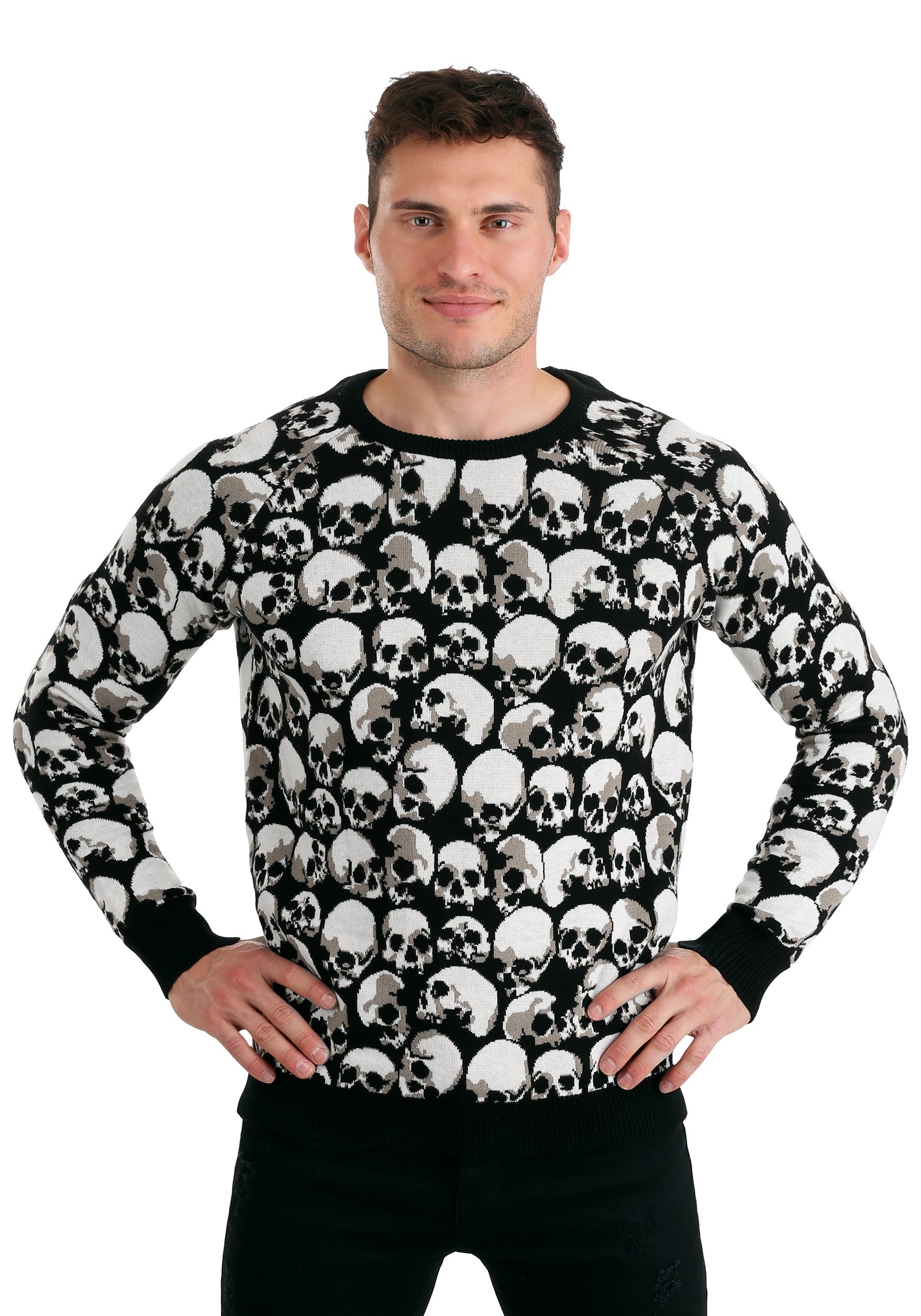 Skulls Galore Ugly Halloween Sweater for Adults