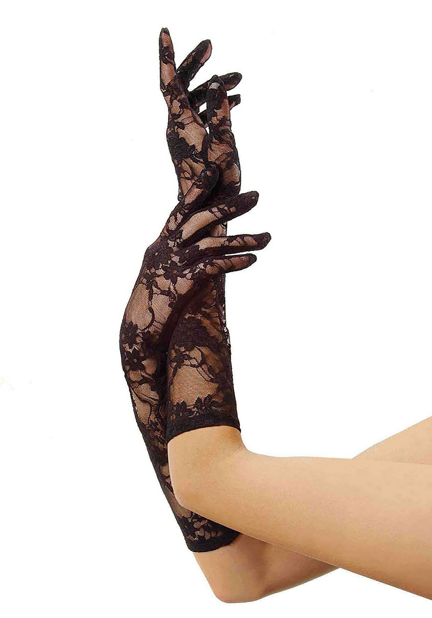 ladies black lace gloves