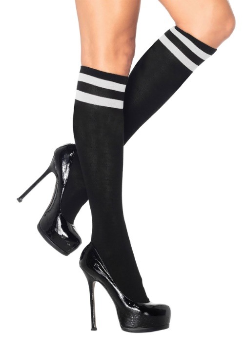 Black with White Striped Athletic Socks