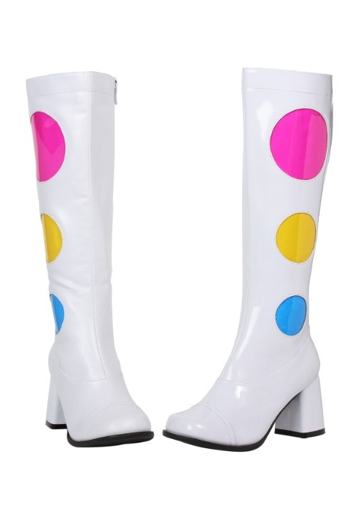 Women's White Polka Dot Gogo Boots