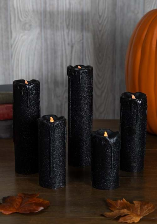 5pc. Black Glitter LED Candles Decoration