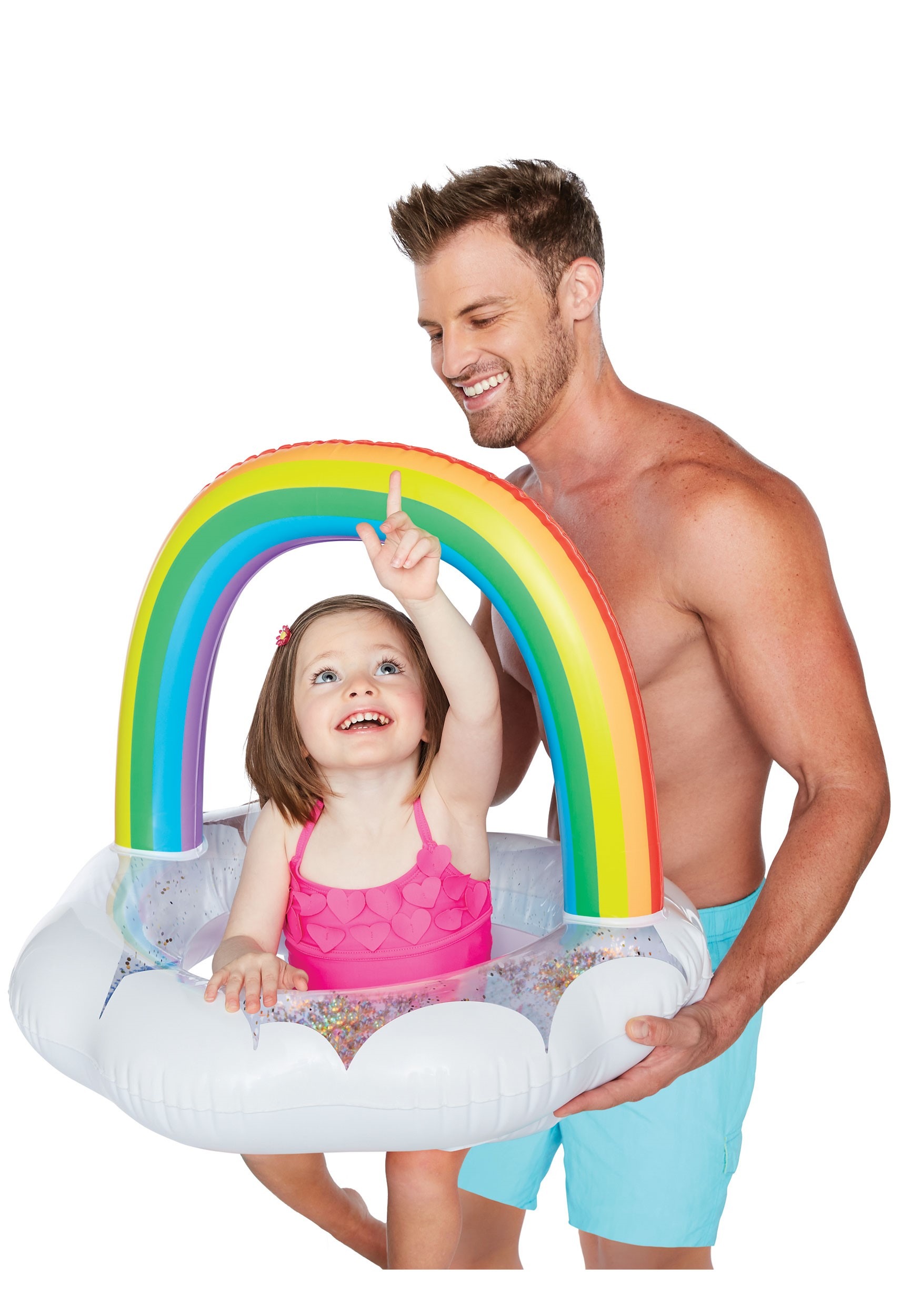 Rainbow Lil' Pool Float w/ Sparkles for Kids