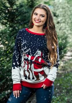 Adult Santa & Reindeer Unisex Ugly Christmas Sweater 1