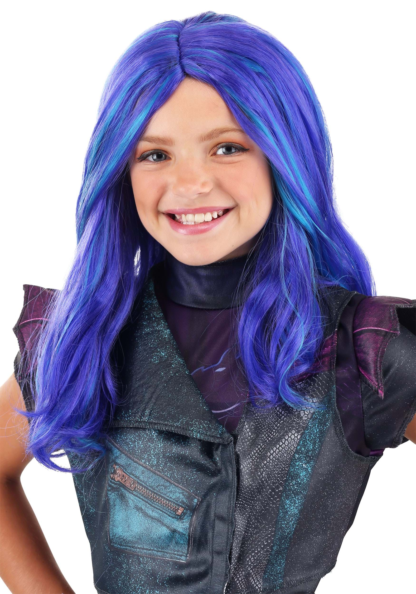 blue girls wig