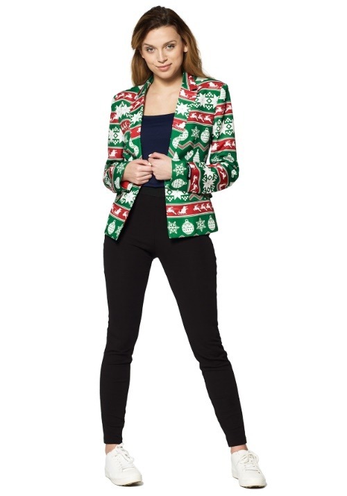 Suitmeister Green Christmas Nordic Women's Blazer Alt 1