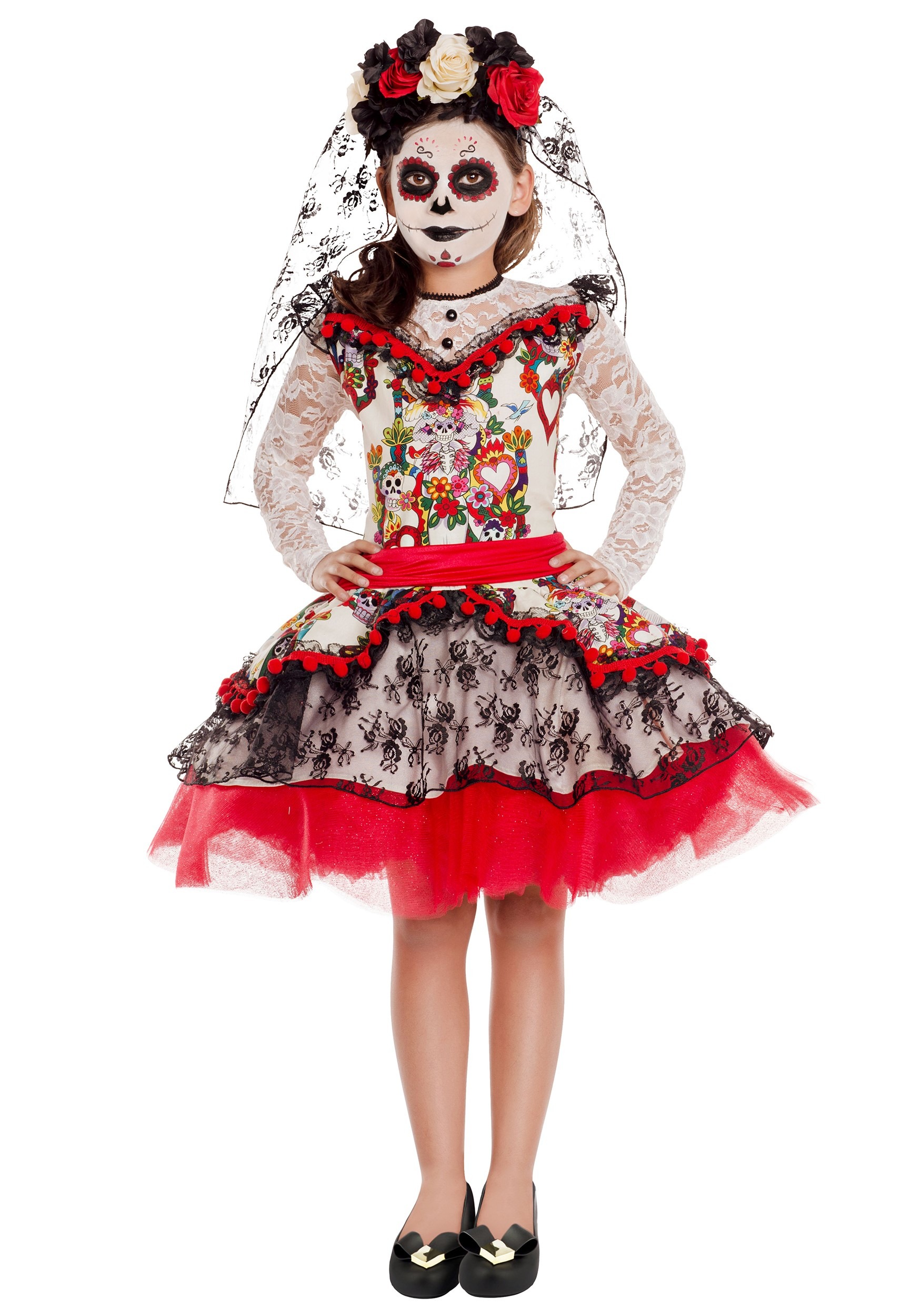 Sugar Skull Princess Costume For Girls