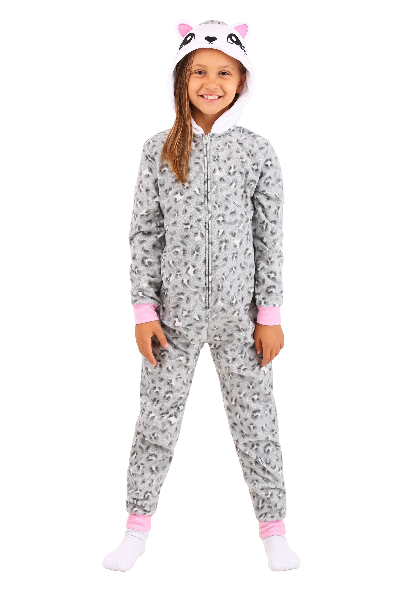 Grey Leopard Hooded Blanket Girls Sleeper