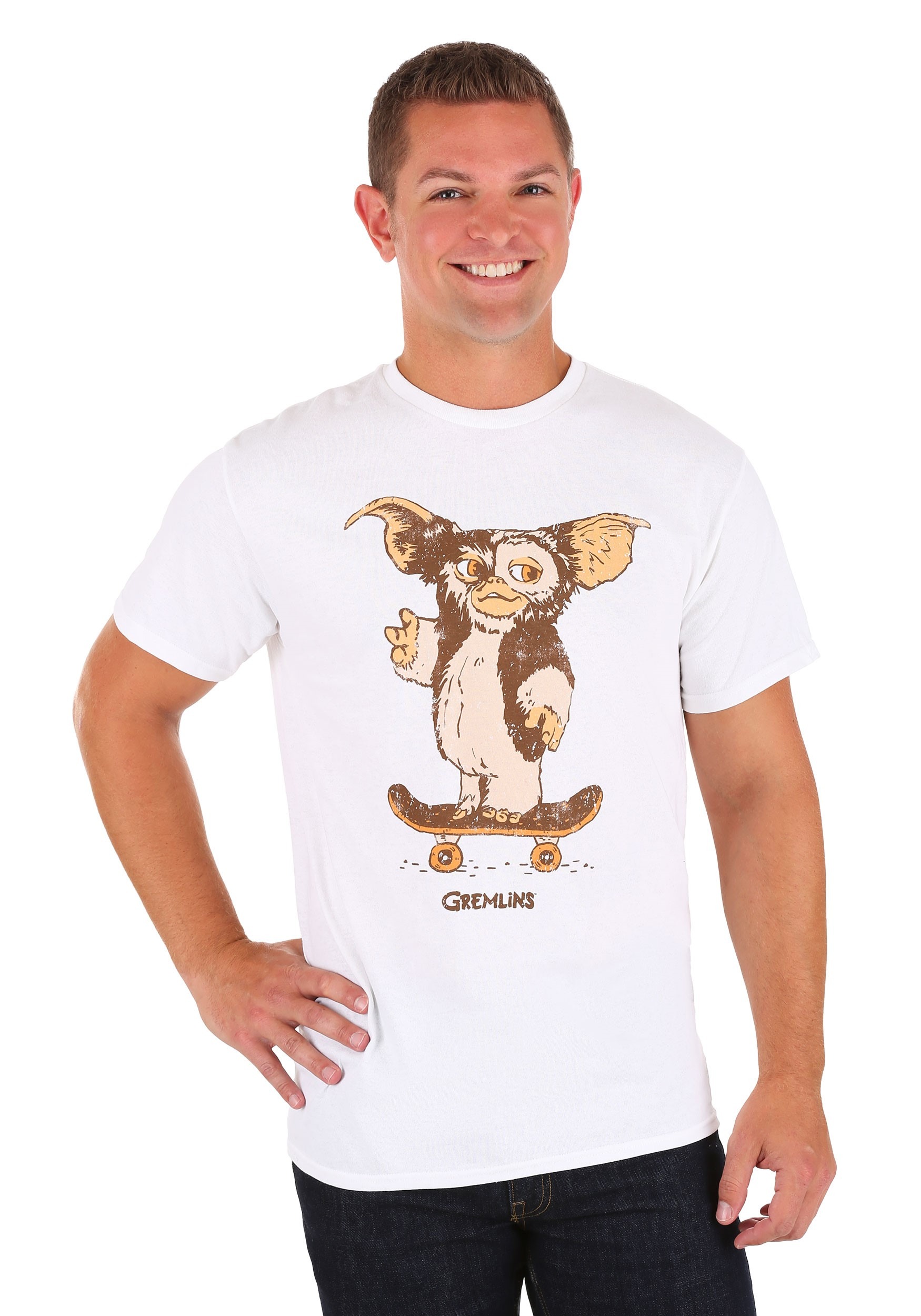 Gremlins Gizmo Skateboard T-Shirt White