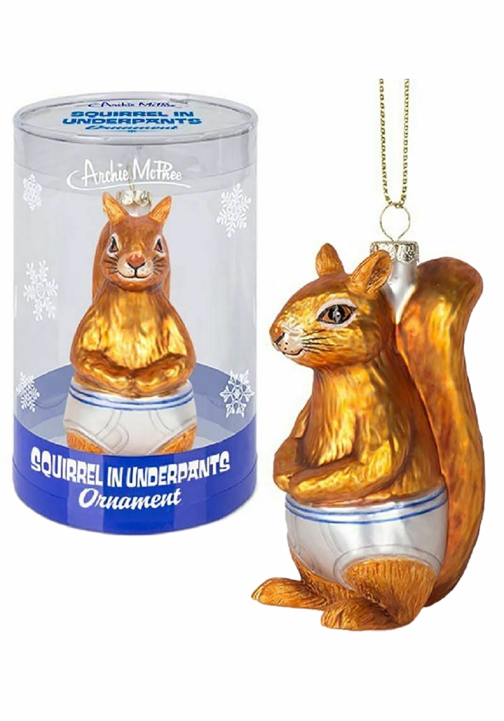 Squirrel in Underpants Ornament Glass