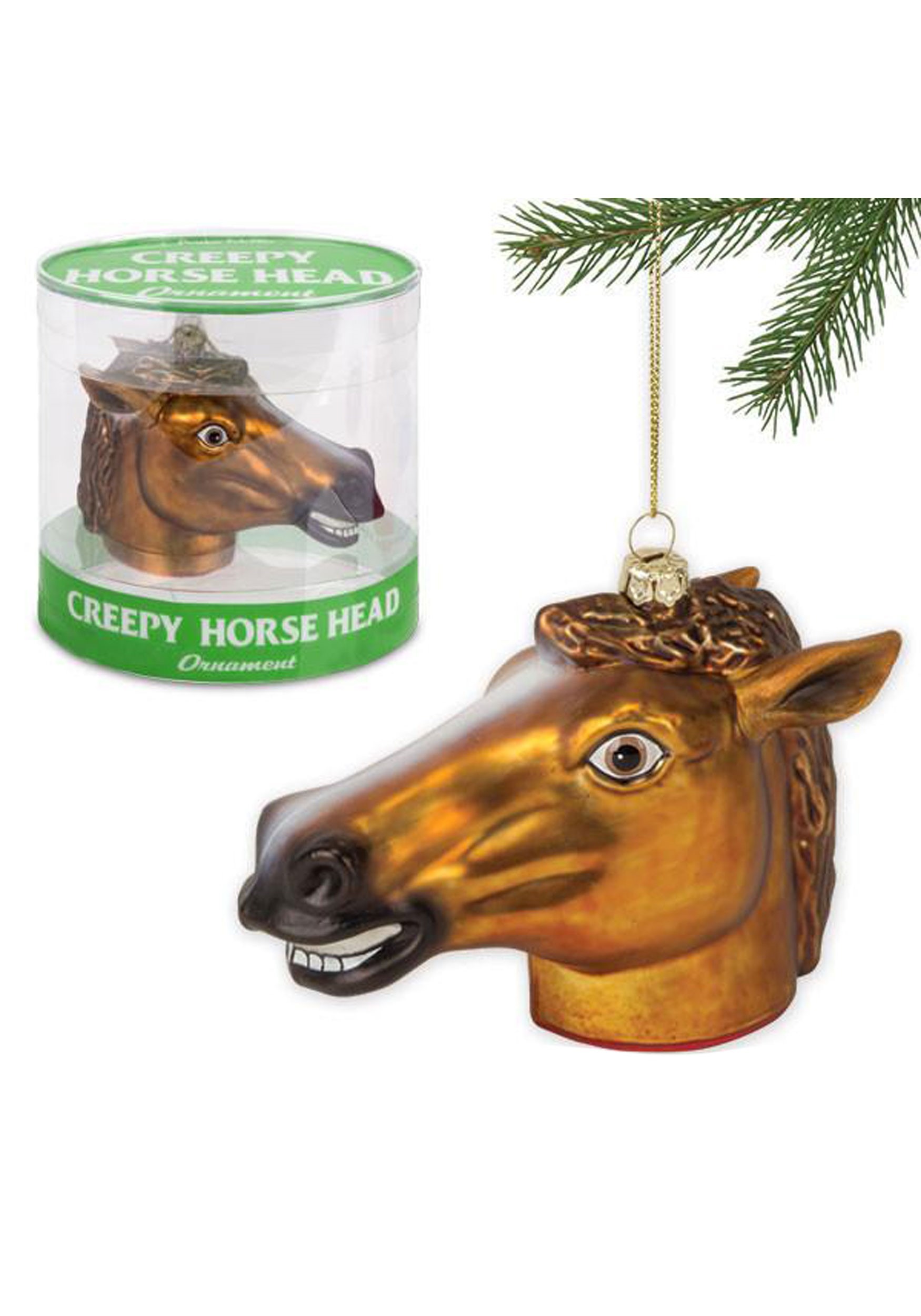 Horse Head Creepy Glass Ornament