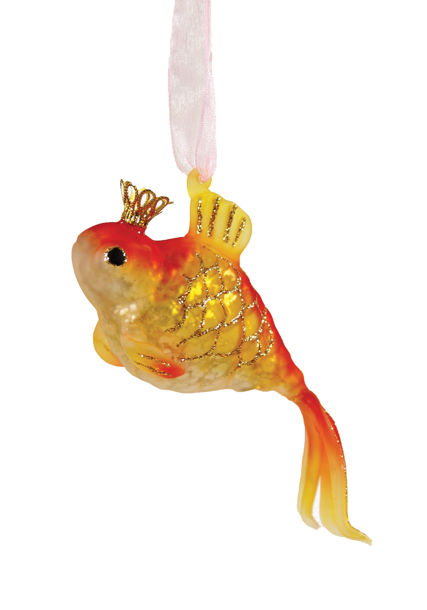 Glass Christmas Ornament Crowned Goldfish