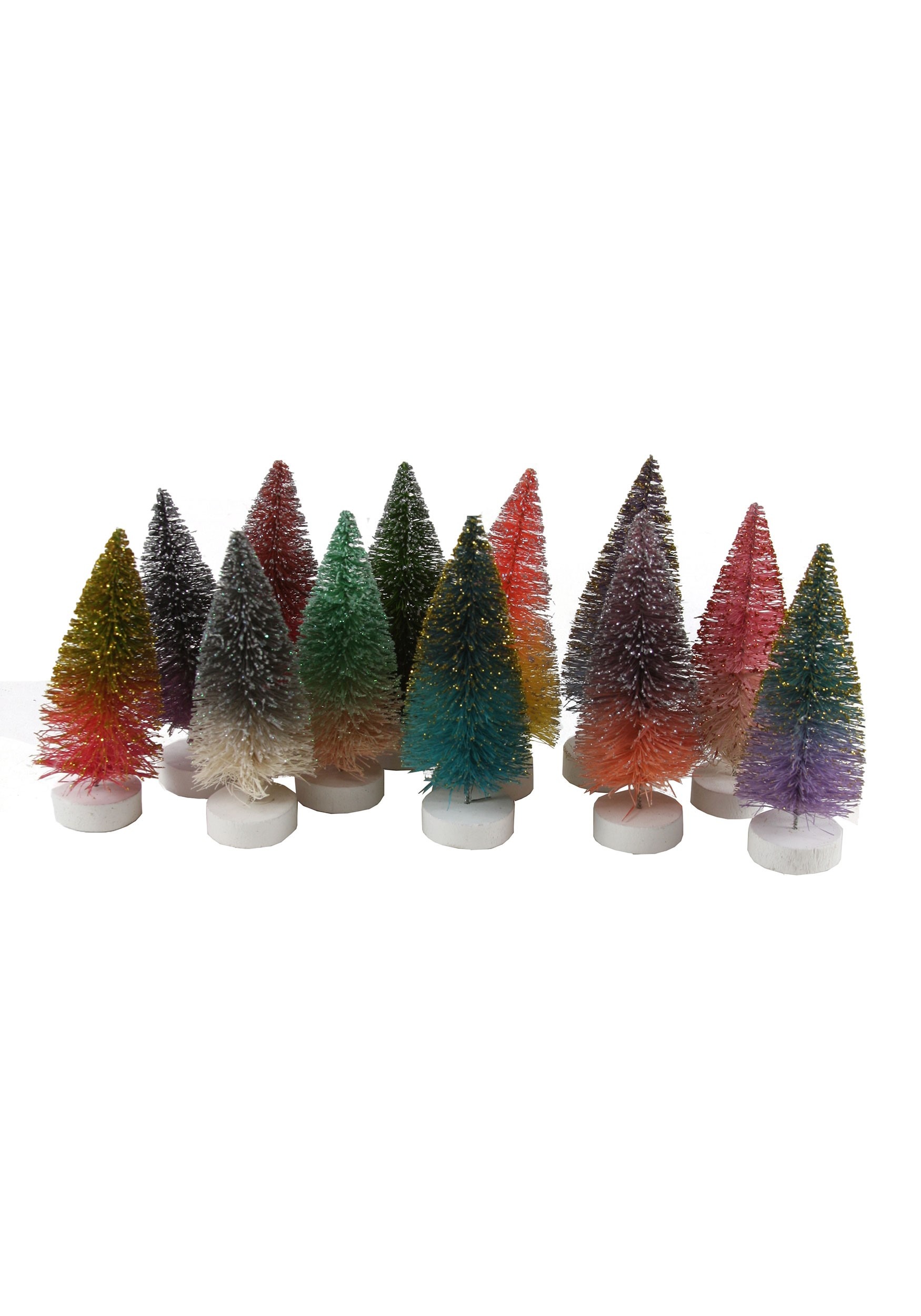 12 Mini Glitter Ombre Sisal Trees