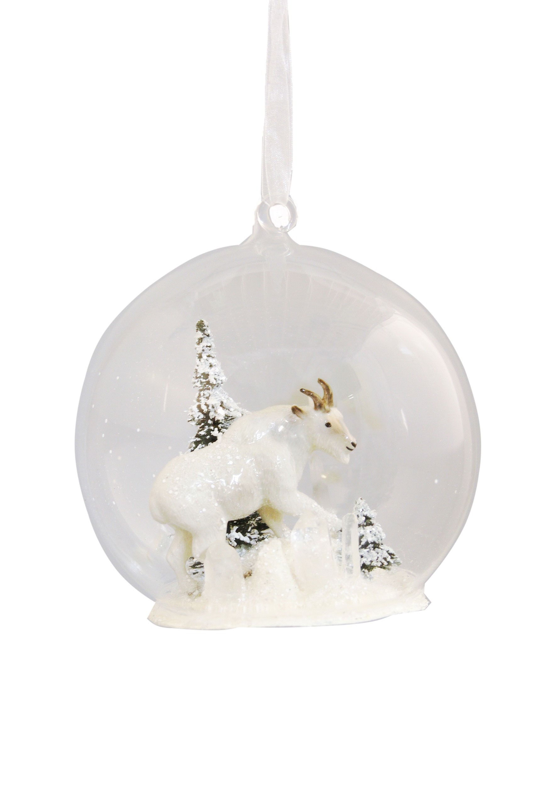 Glass Globe Christmas Ornament Winter Mountain Goat