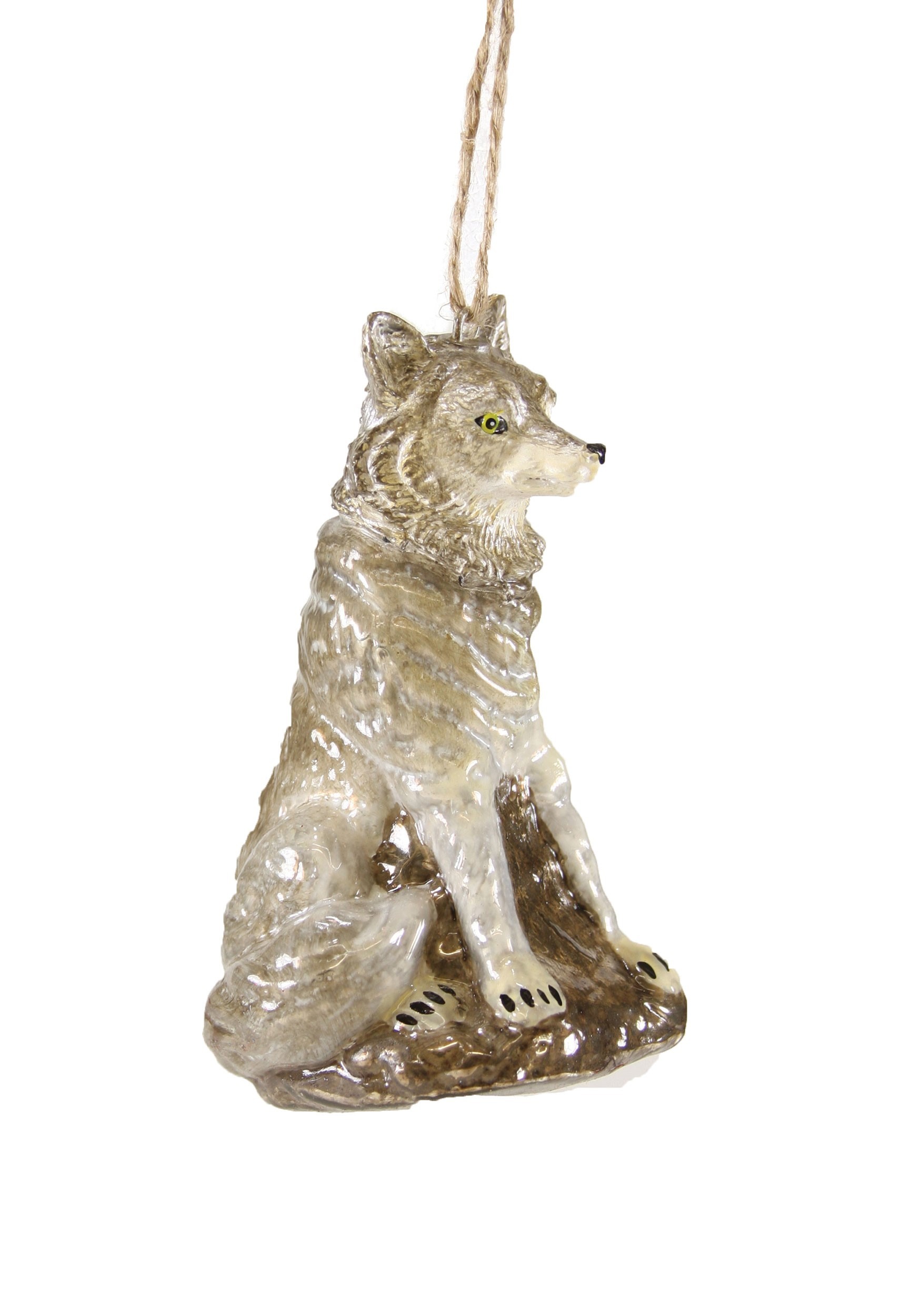 Christmas Ornament Wolf Glass