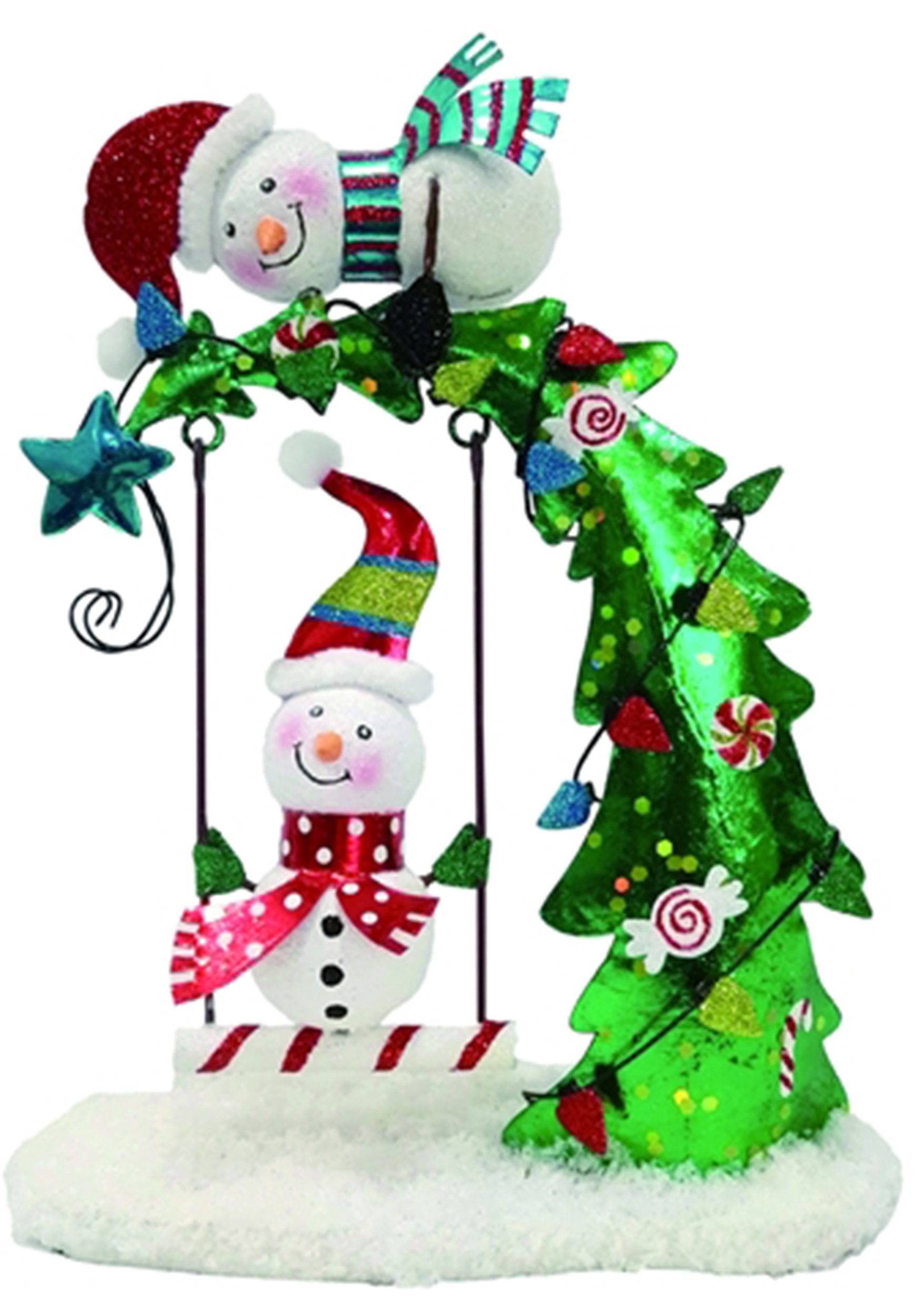 Snowman Swing Metal/Wood Christmas Tree Decor