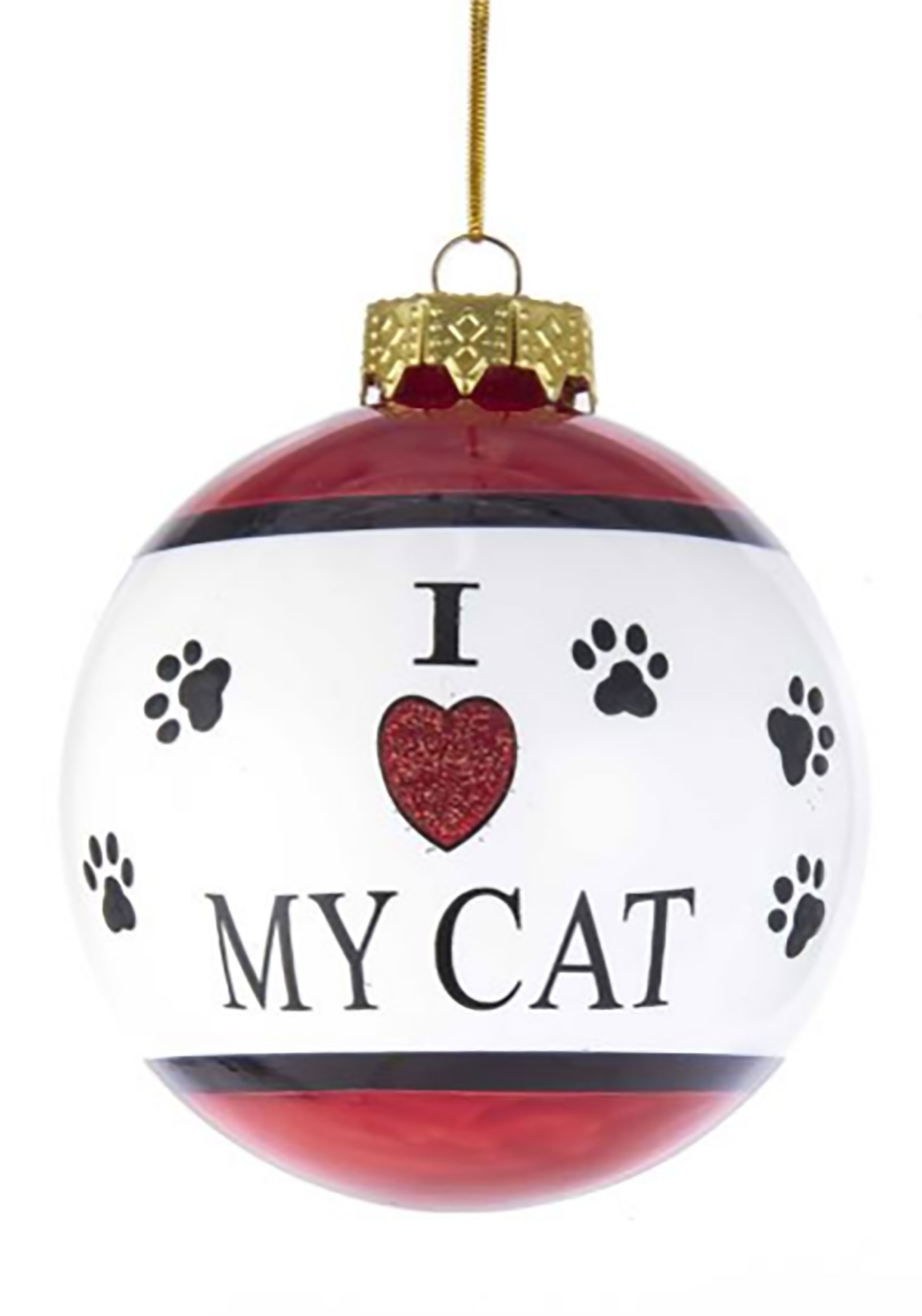 I Love My Cat Glass Ball Holiday Ornament