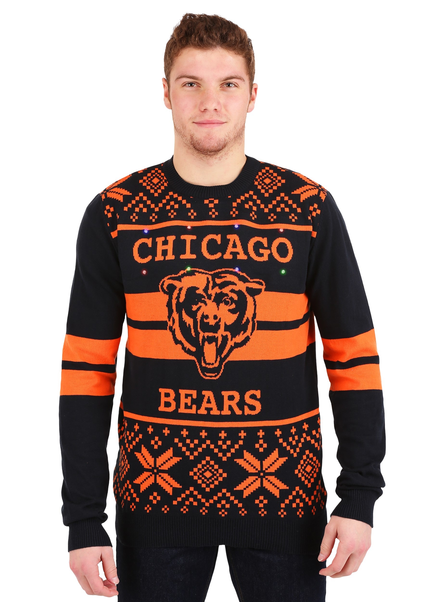 2 Stripe Big Logo Light Up Sweater Chicago Bears