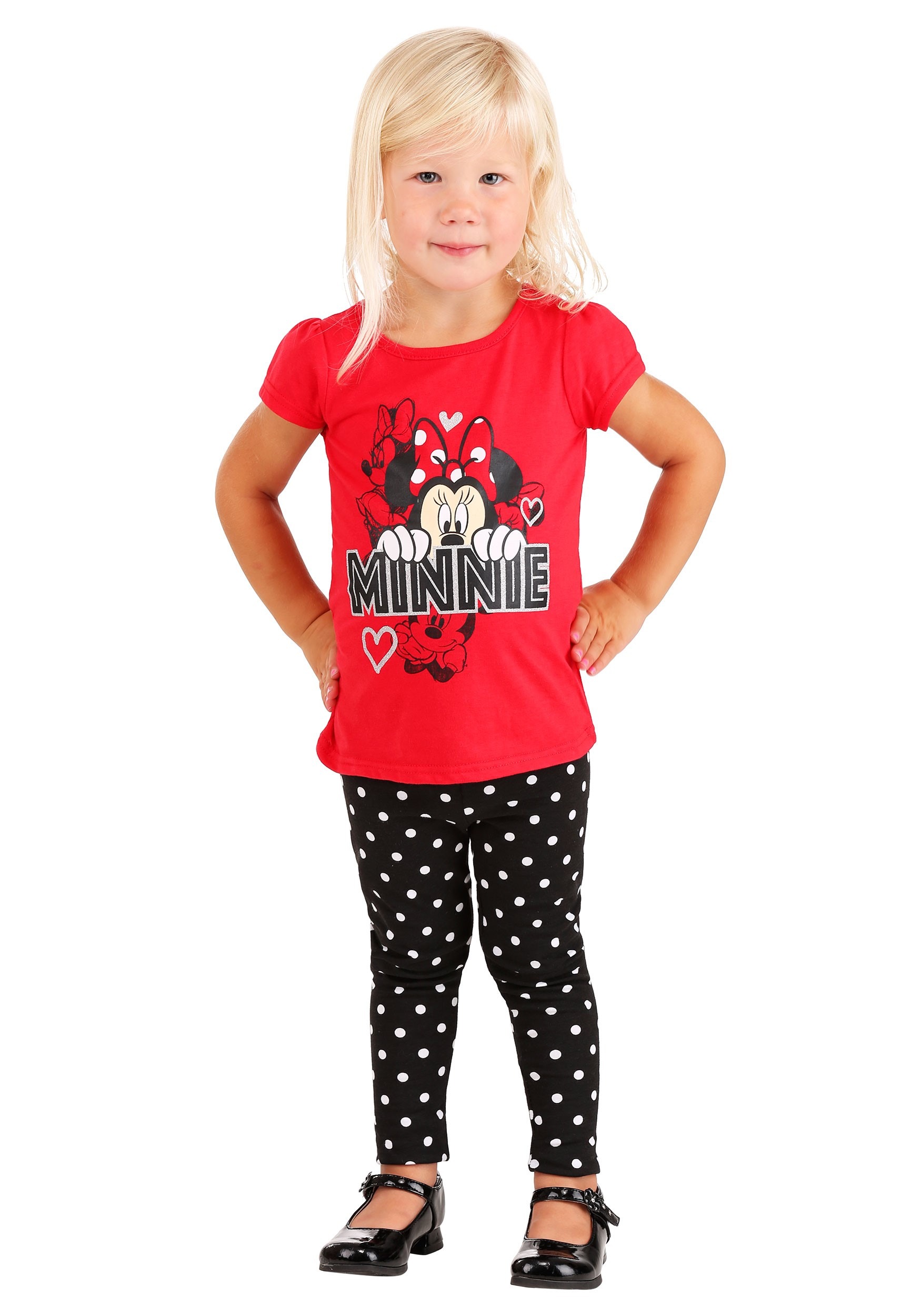 2 PC Minnie Mouse Red Shirt/Polka Dot Leggings Set for Toddlers