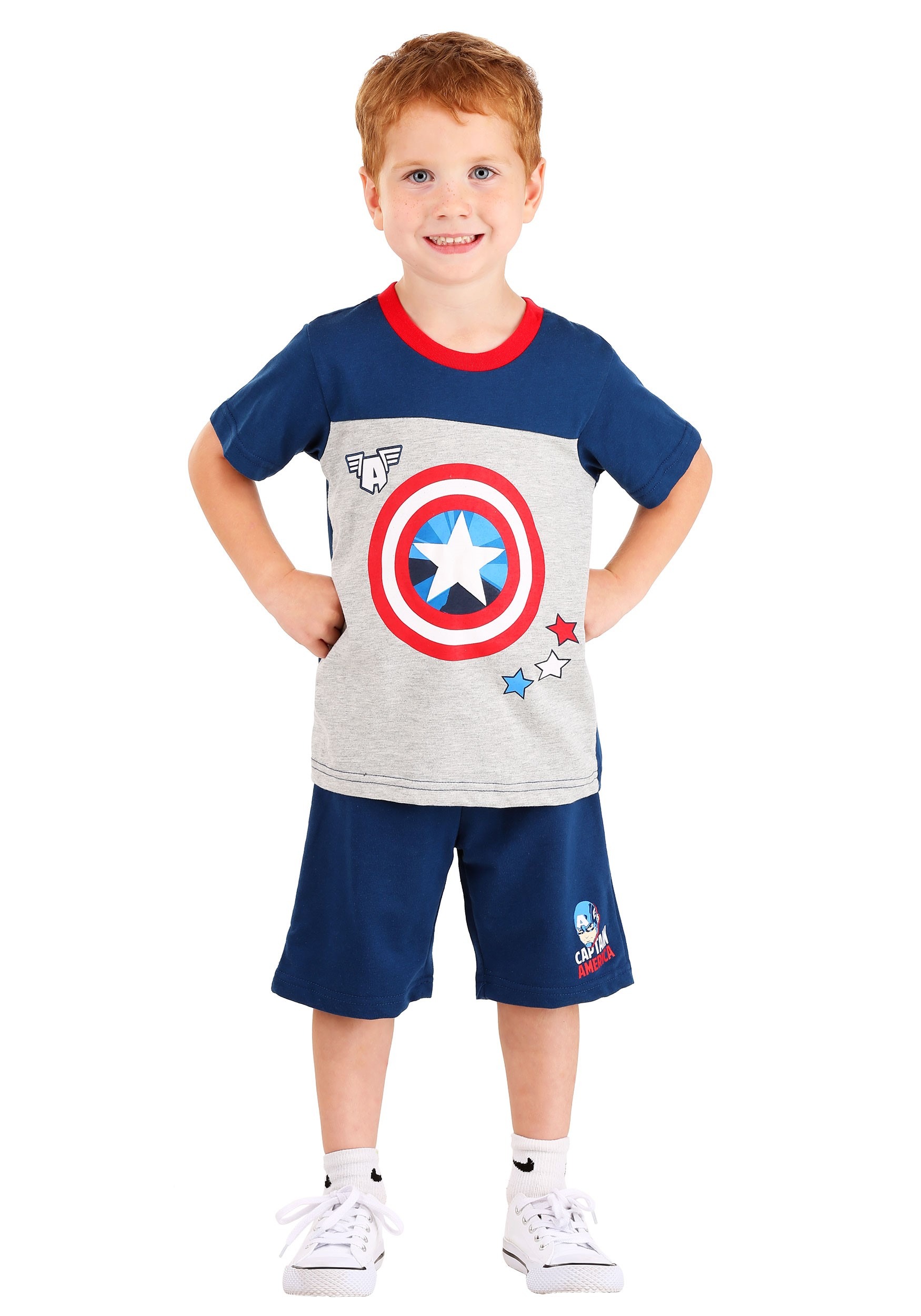 Kids Captain America Tee and Terry Short Set