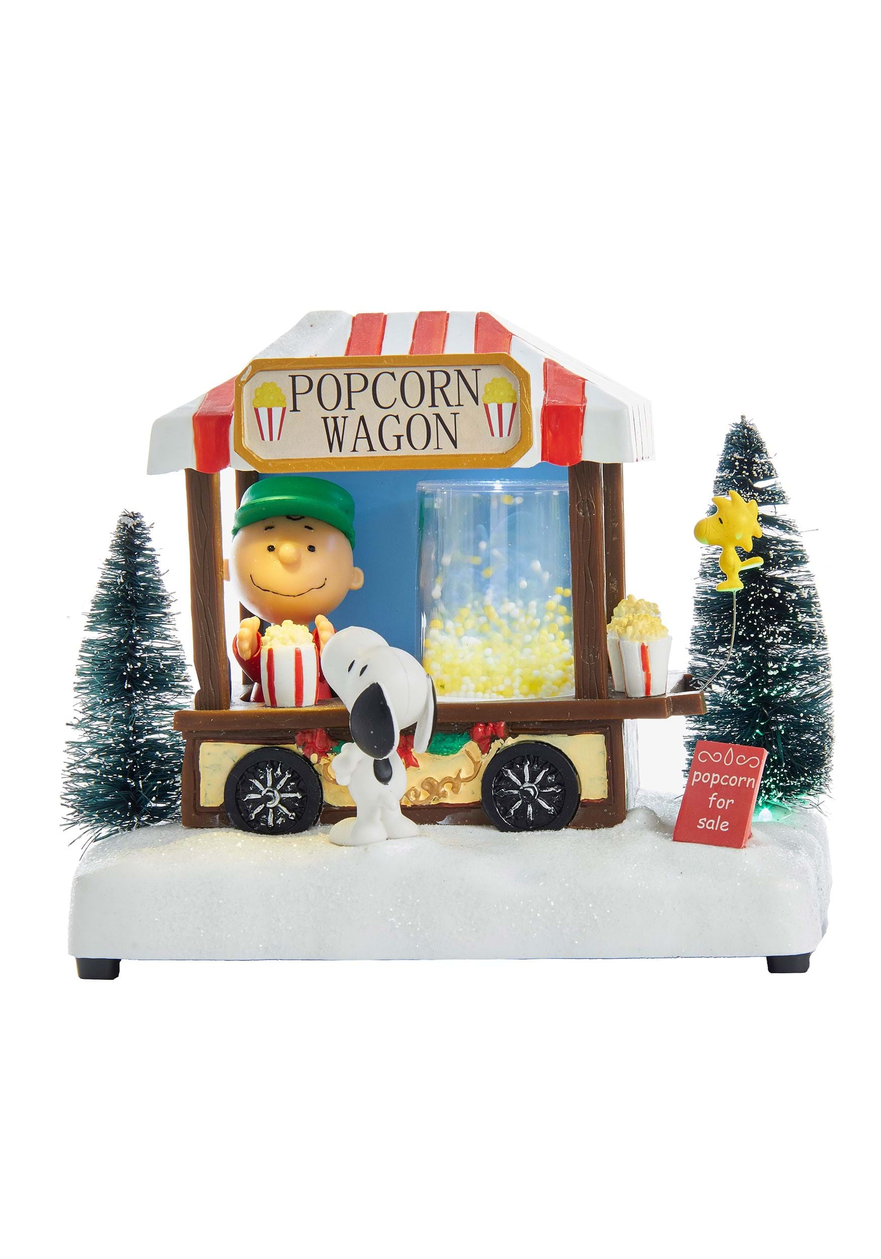 LED Popcorn Wagon Peanuts Musical Light Up Tablepiece