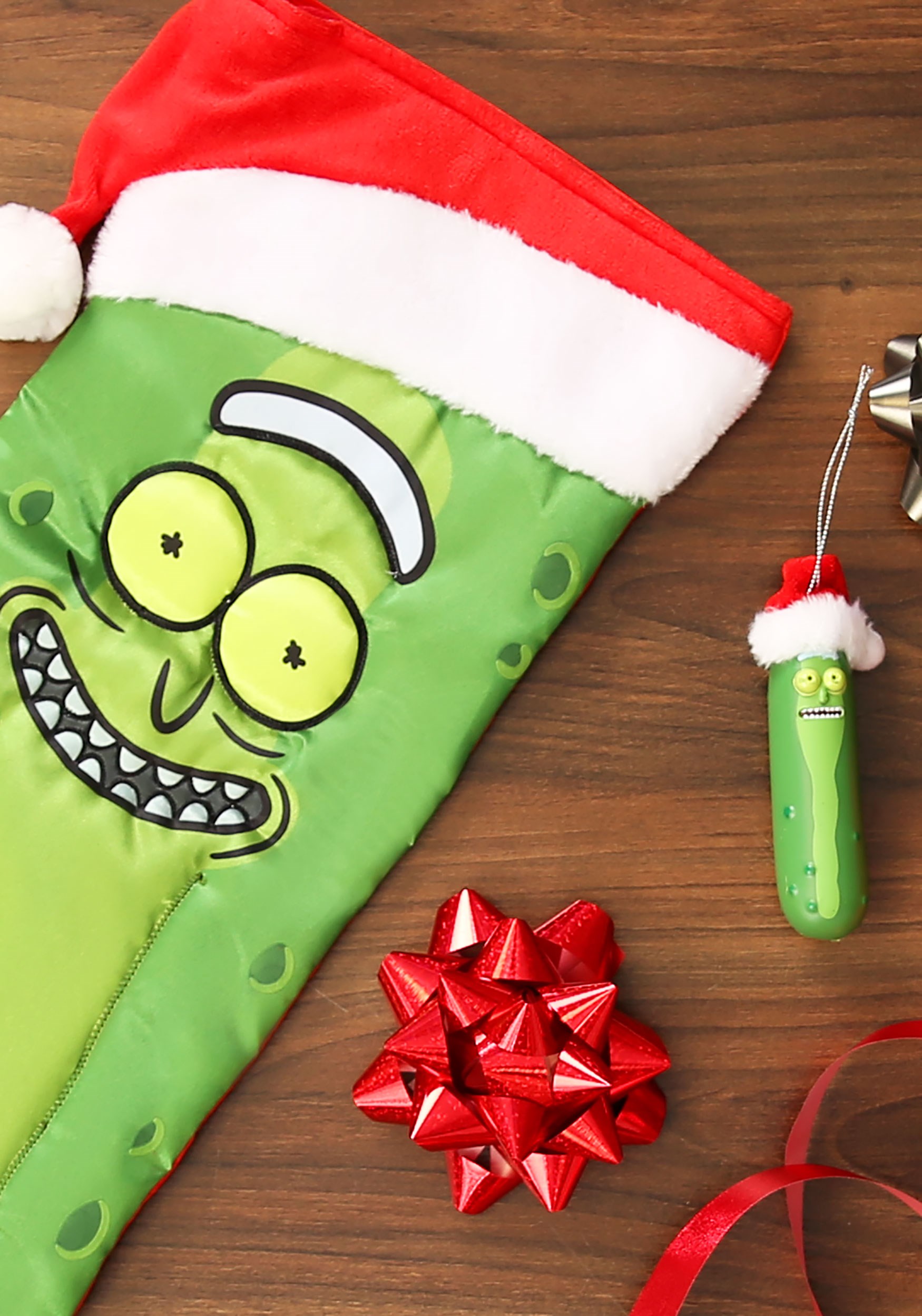 Pickle Rick Rick & Morty Stocking With Santa Hat