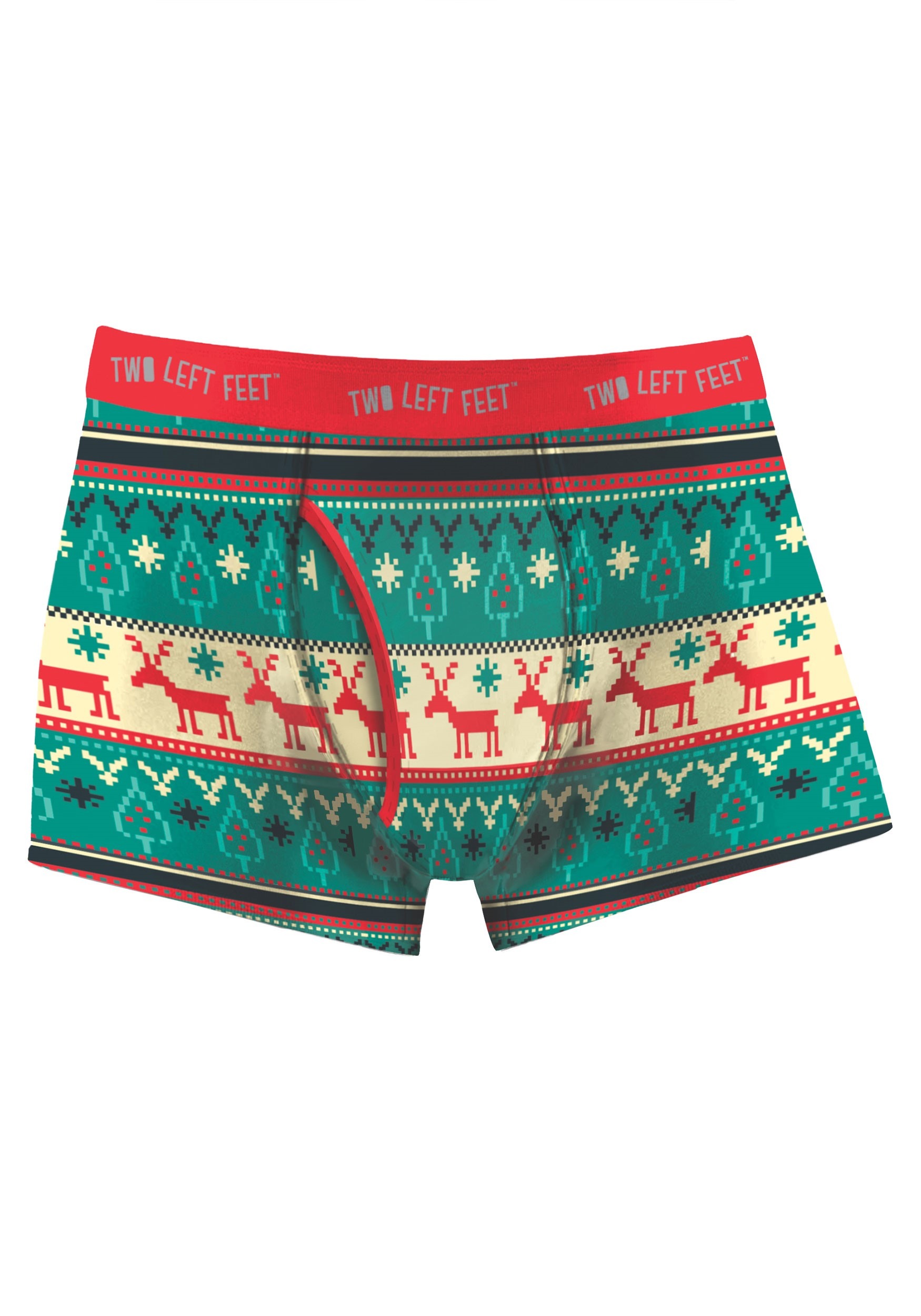 Christmas Men's Trunk Boxer Brief Underwear Two Left Feet 'Reindeer Xing'