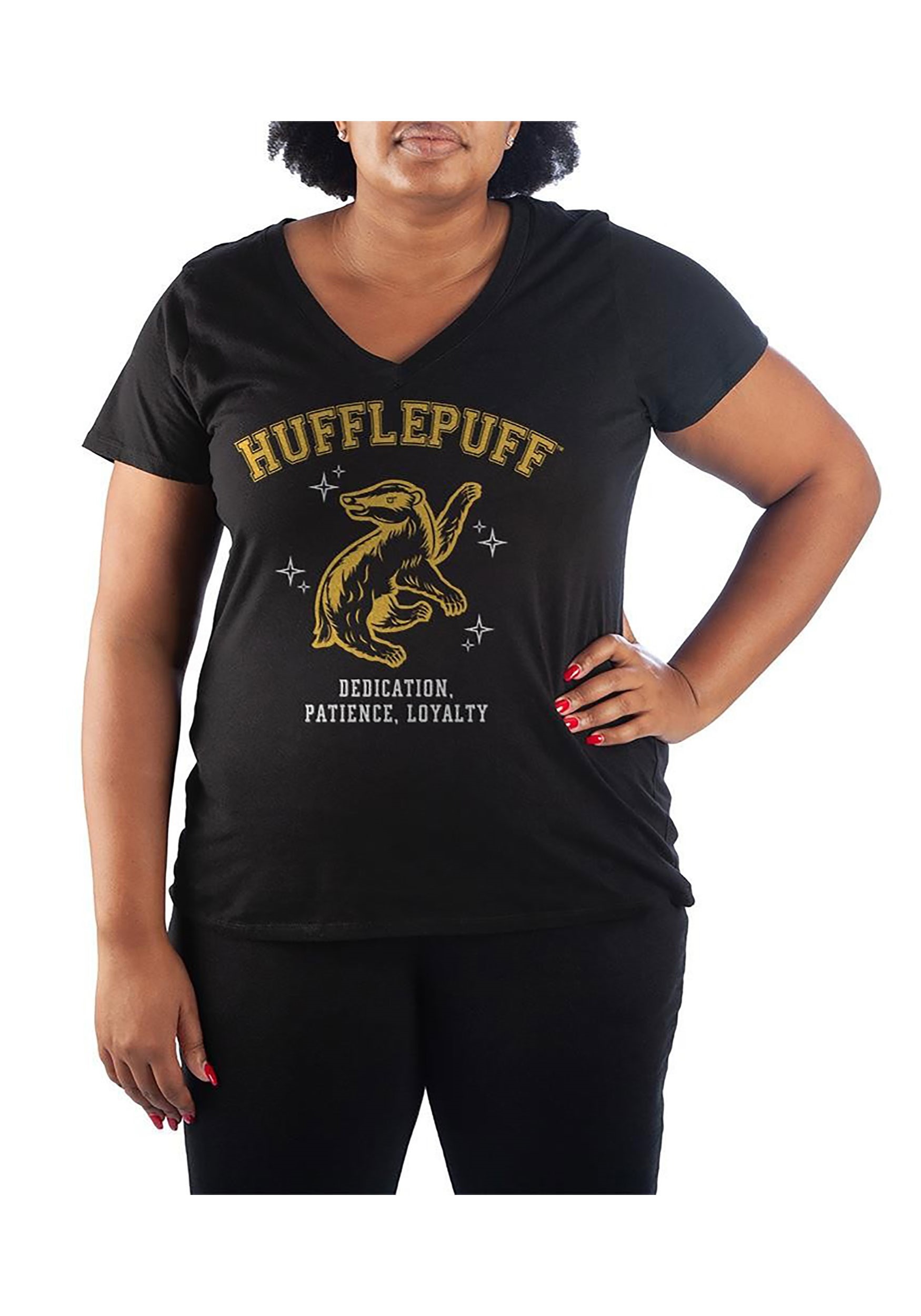 Hufflepuff Plus Size V-neck Tee for Women