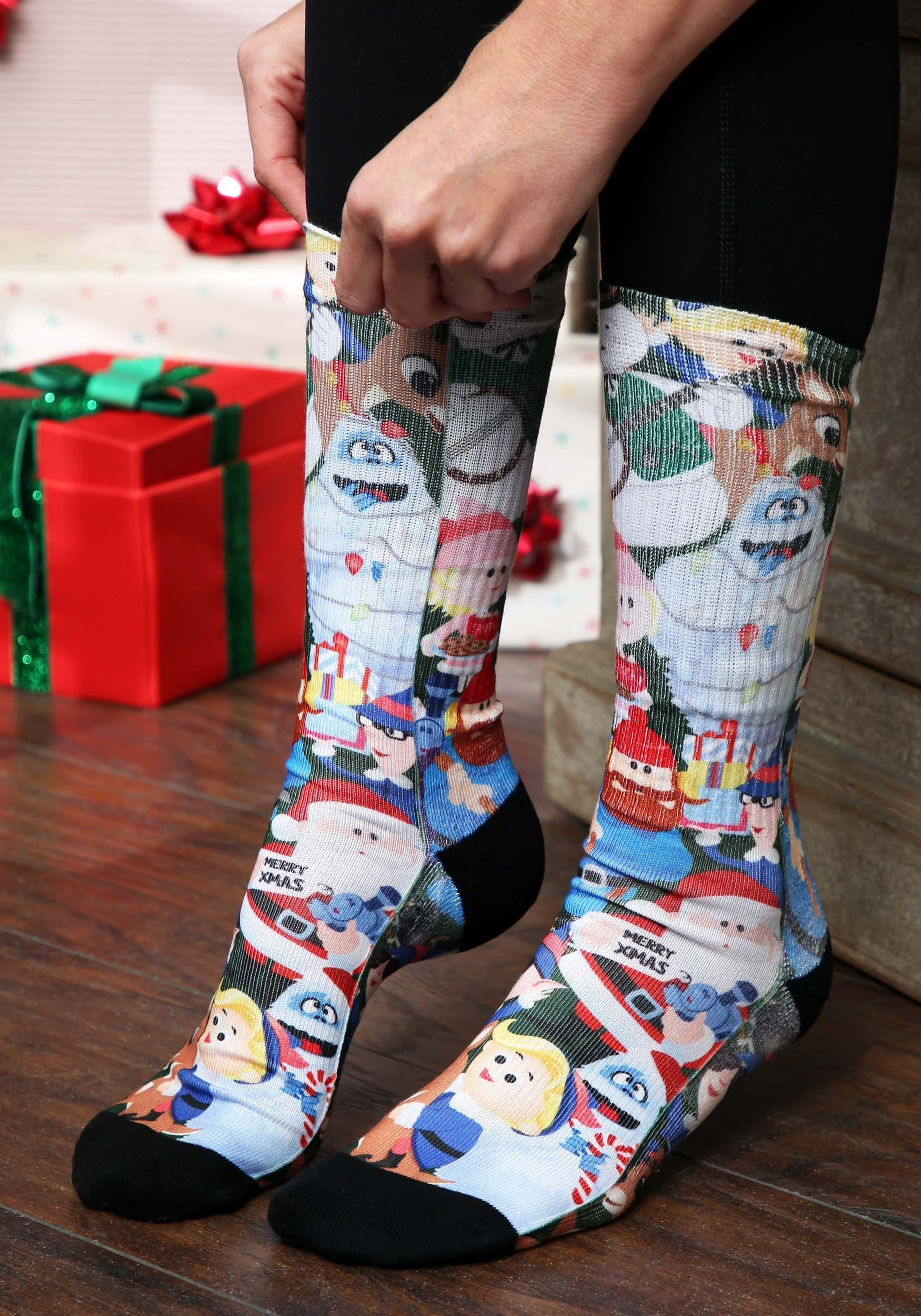 Sublimated Rudolph the Red-Nosed Reindeer Socks