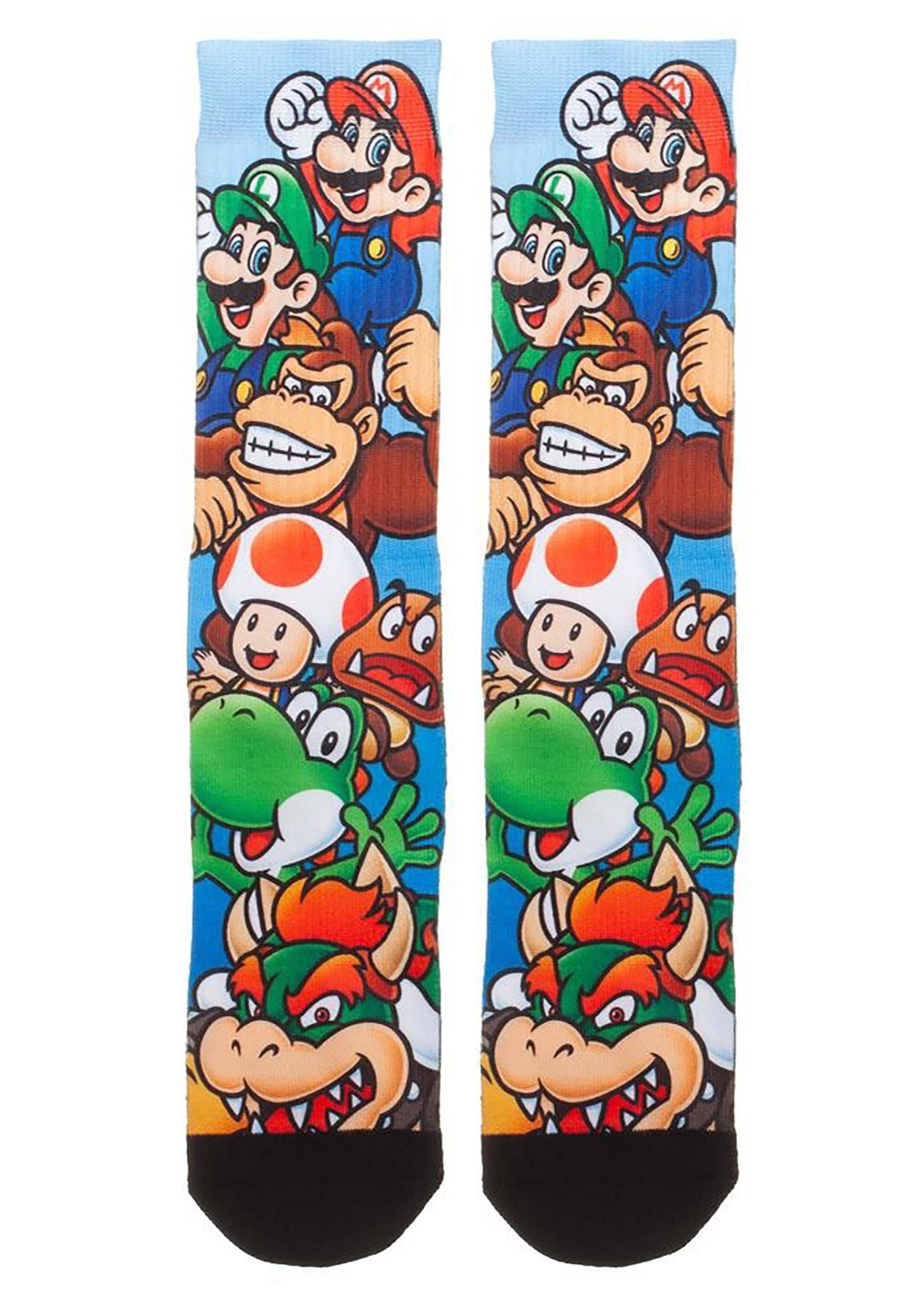 Stacked Characters Mario Brothers Sublimated Socks