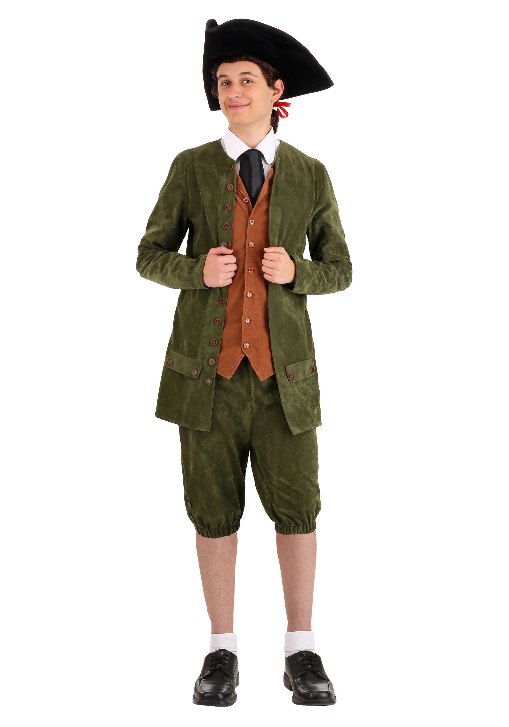 Green Colonial Costume For Men , Historical Costumes