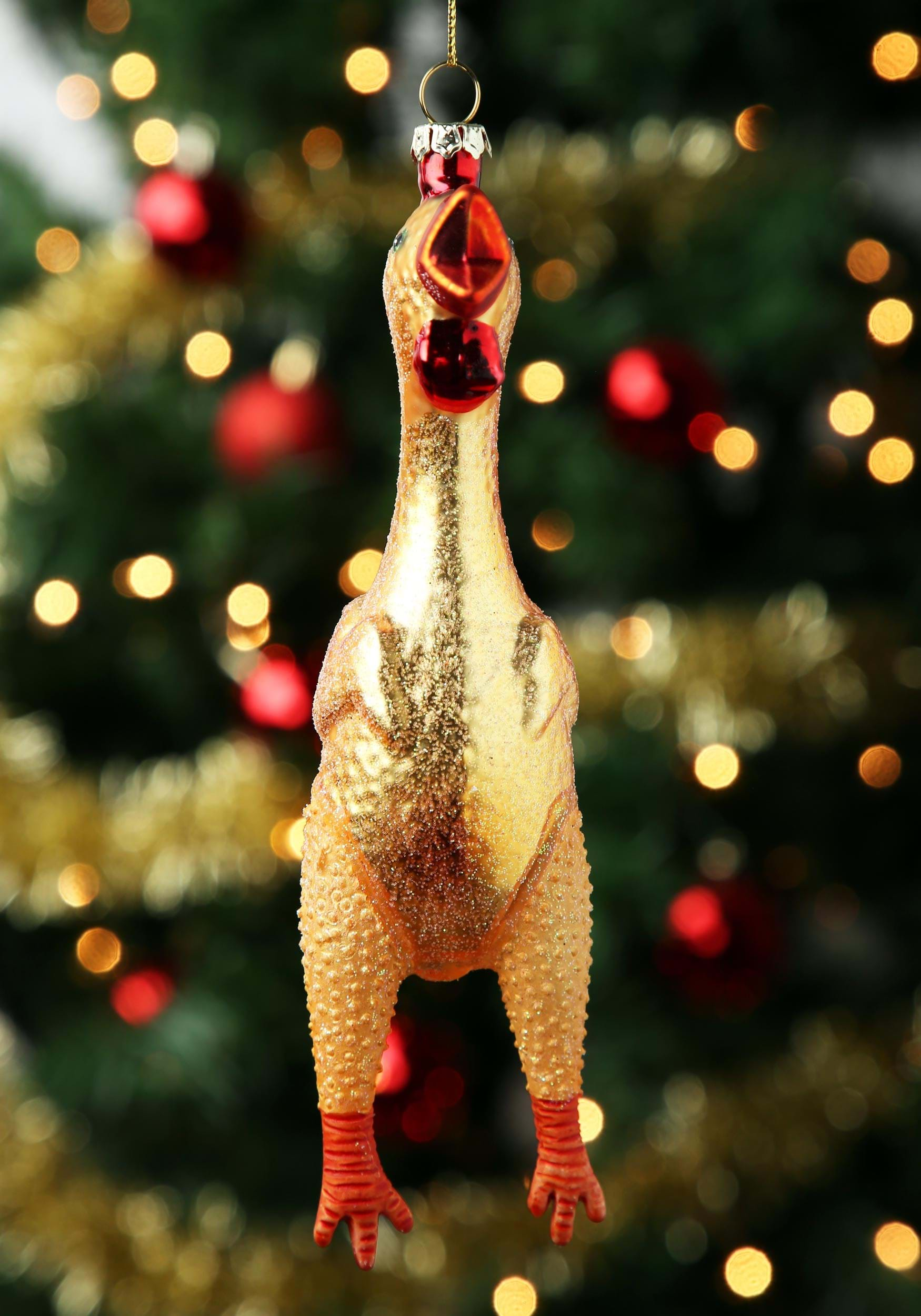 Glass Ornament Rubber Chicken