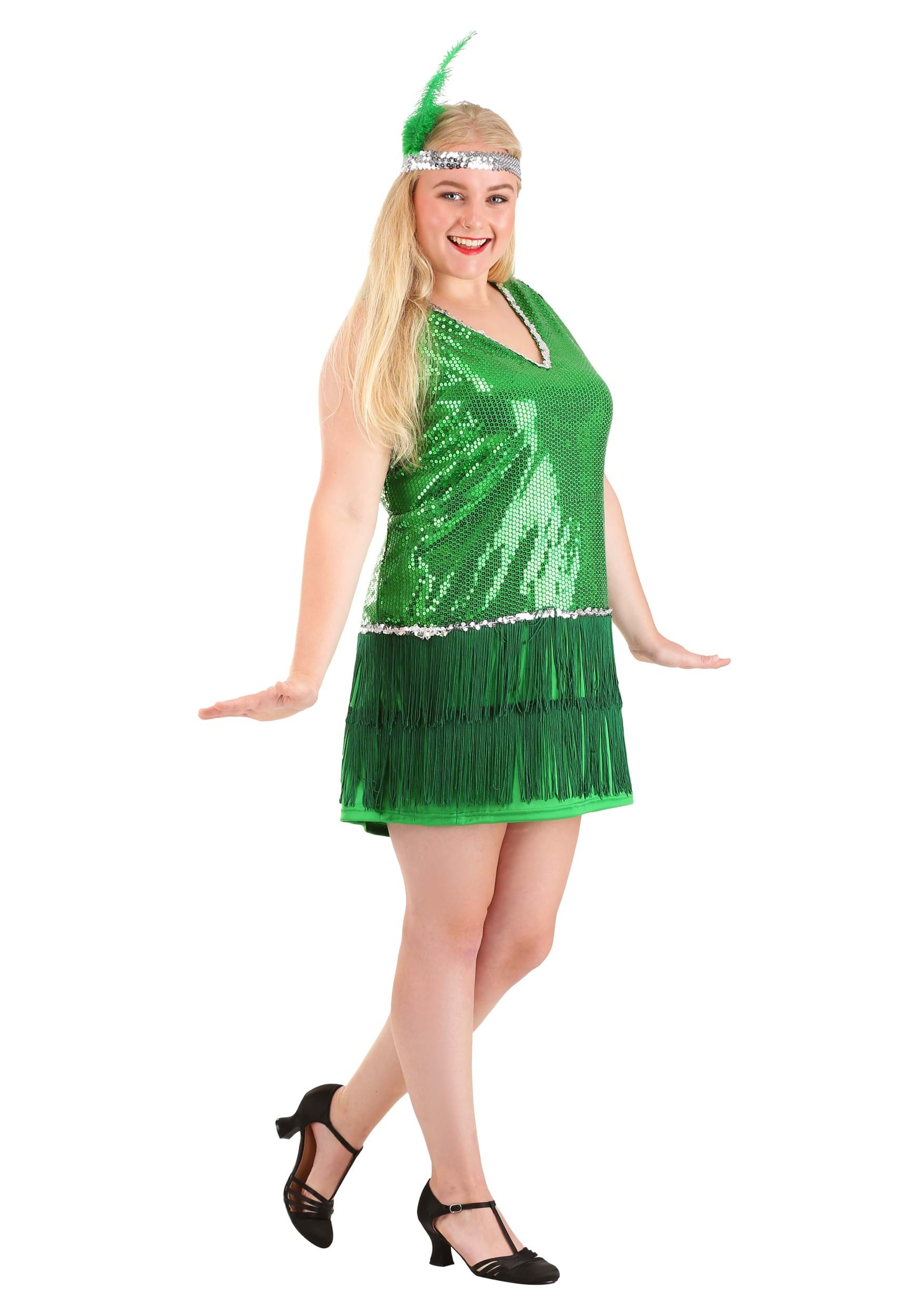 Plus Size Women's Emerald Flapper Costume