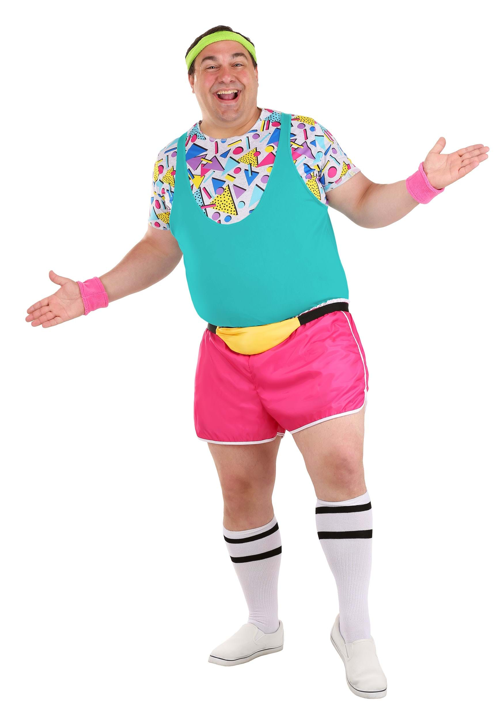 Plus Size Work It Out 80s Costume For Men