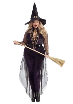 Women's Plus Size Midnight Violet Witch Costume