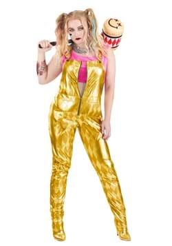 Women's Plus vHarley Quinn Gold Overalls Costume